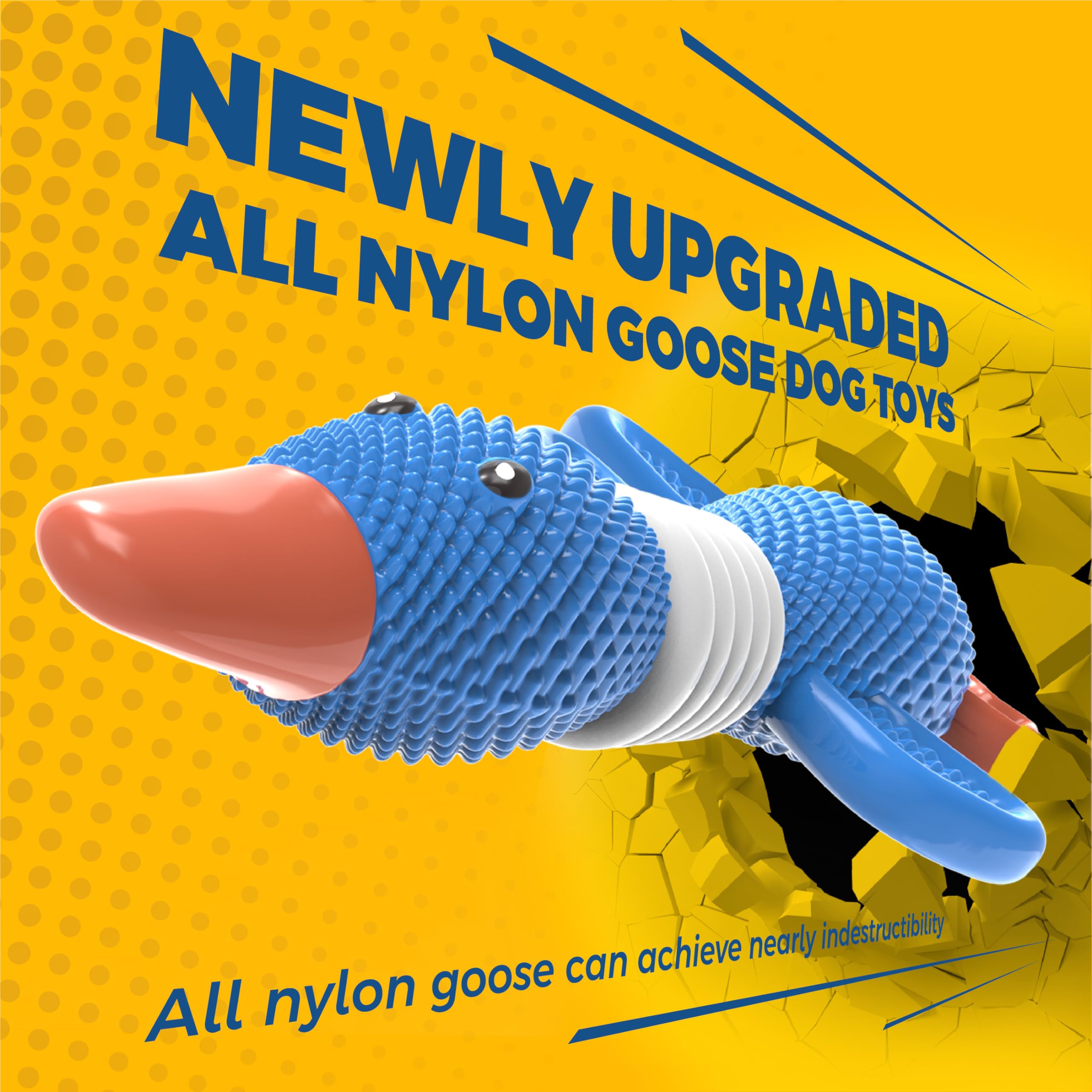 Vitscan Nylon Goose Dog Toy for Aggressive Chewers - Durable Heavy Duty Bone for Large/Medium Dogs - Blue Model GOOSE2024