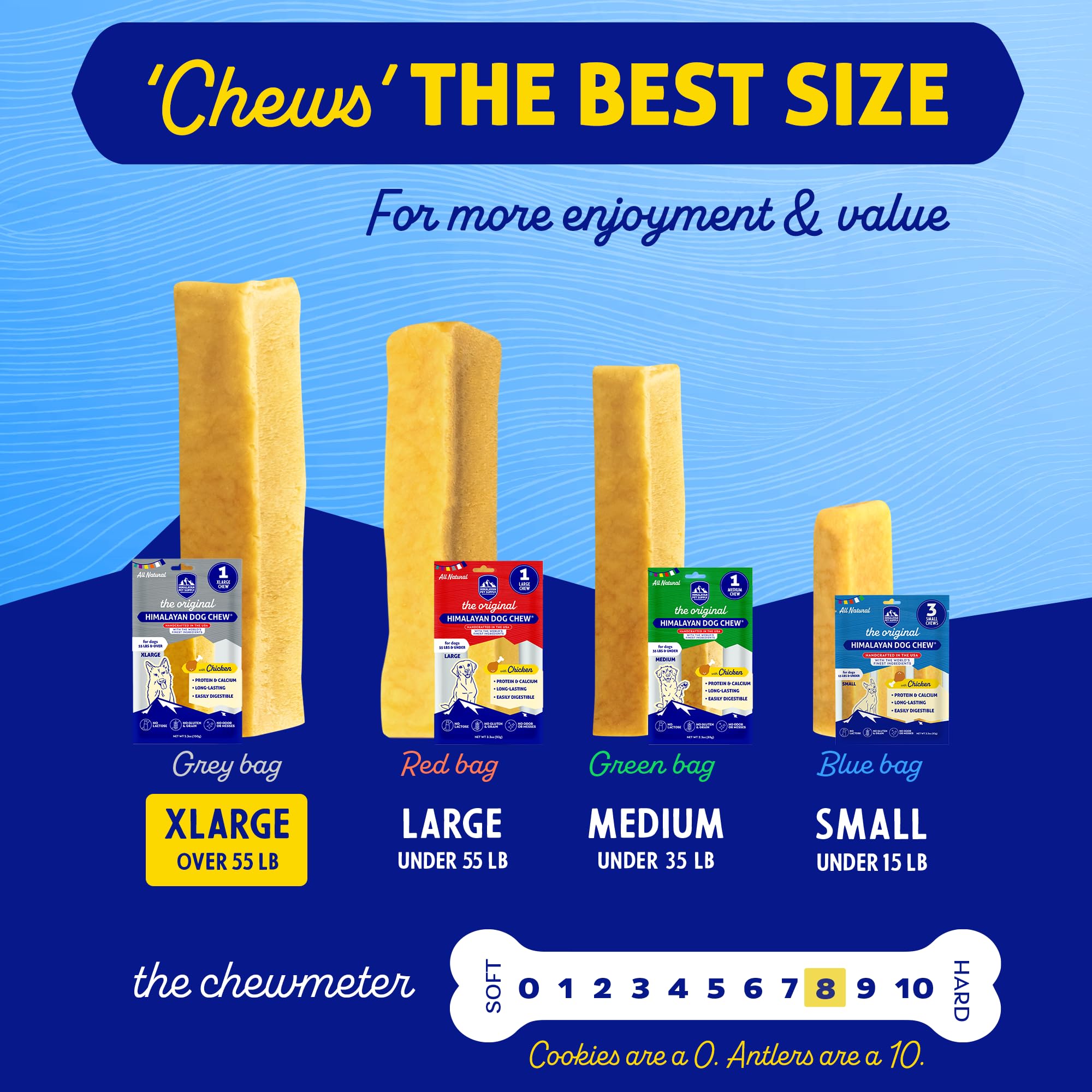 Himalayan Dog Chew Original Yak Cheese Chew, Chicken, 1 X-Large Stick, 5.3 oz, Gluten Free, Healthy Treats, Grain & Lactose Free