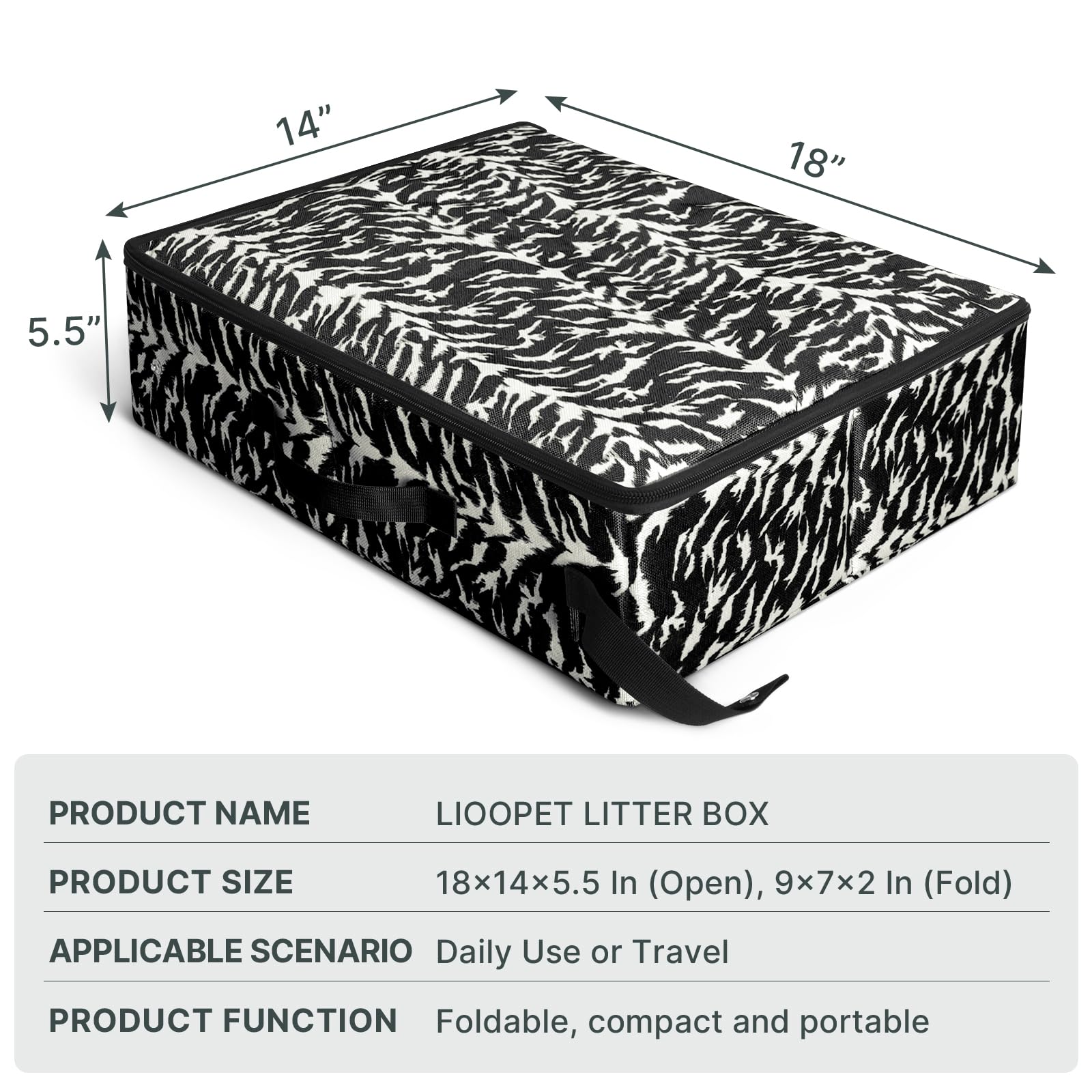 Lioopet Travel Cat Litter Box Portable Foldable 18X14X5.5In Camo For Hotels & Road Trips