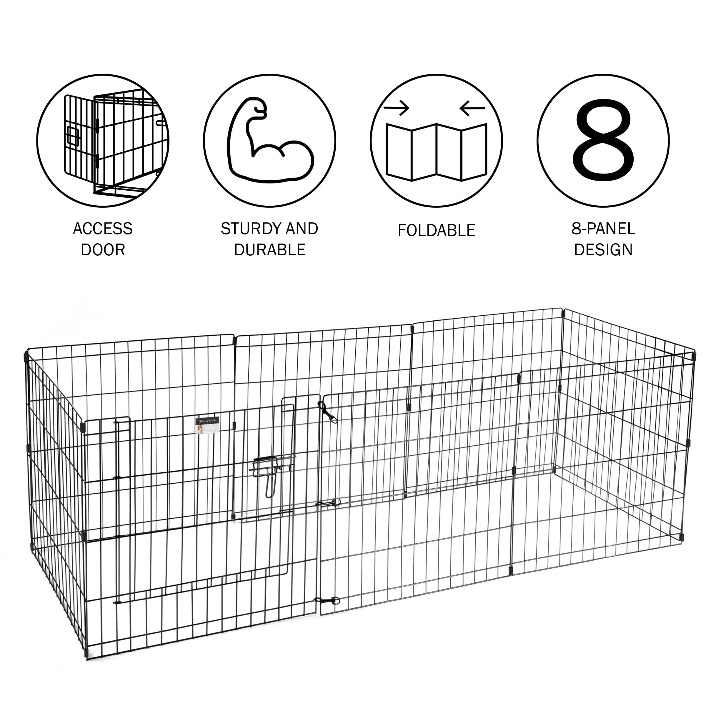 Puppy Playpen - Foldable Metal Exercise Enclosure With Eight 24-Inch Panels - Indoor/Outdoor Fence For Dogs, Cats, Or Small Animals By Petmaker