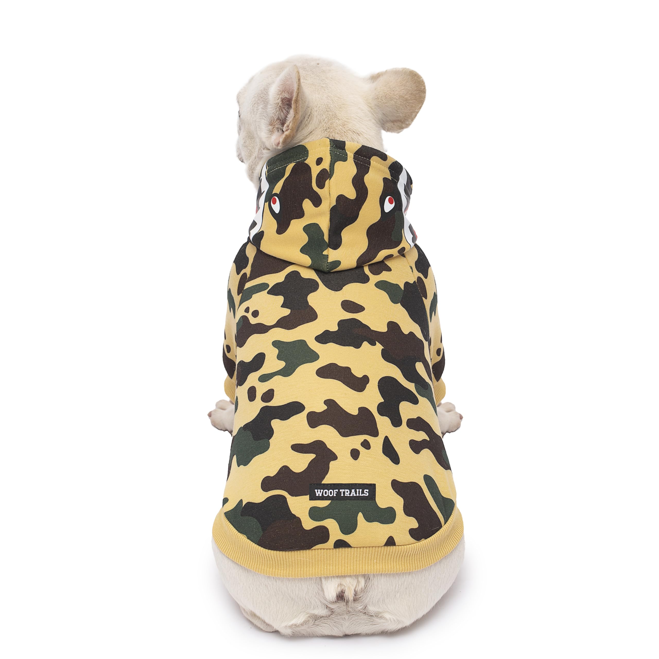 Camo Dog Hoodie Dog Clothes Extra Warm Fleece Lining Stretchy Fit for Small Medium Large Dogs ((Yellow, Medium))