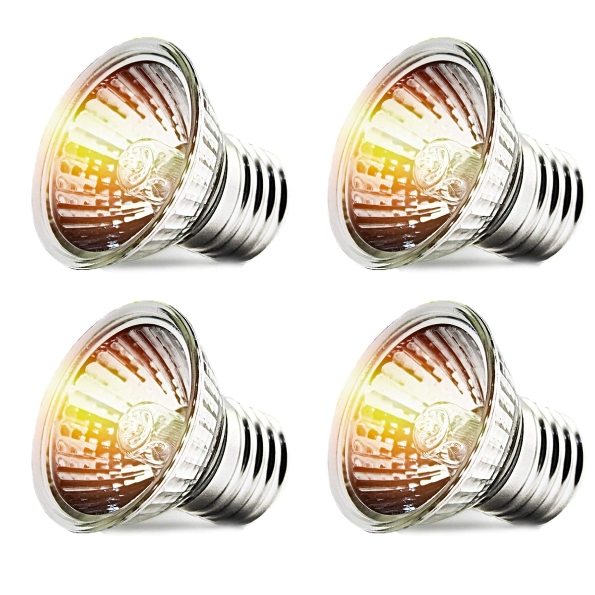 CALPALMY 4-Pack 50W UVA+UVB Bulbs | Heat and Light for Reptiles and Amphibian Tanks, Terrariums and Cages | Works with Various L
