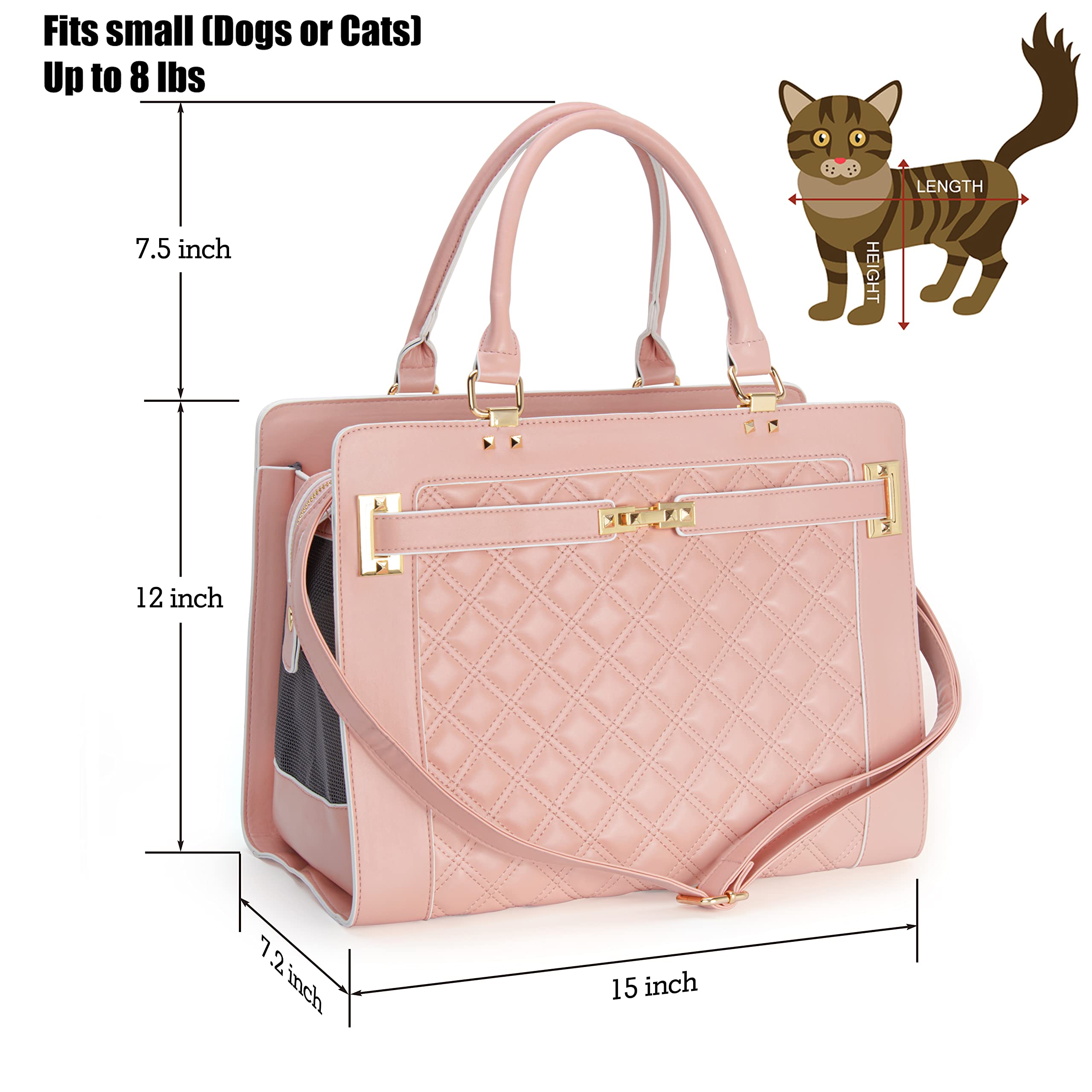 Fashion Pet Carrier Dog Cat Carrier Purse Soft-Sided Leather Handbag Pet Tote Bag For Small Dogs Puppy And Cats Tsa Airline Approved