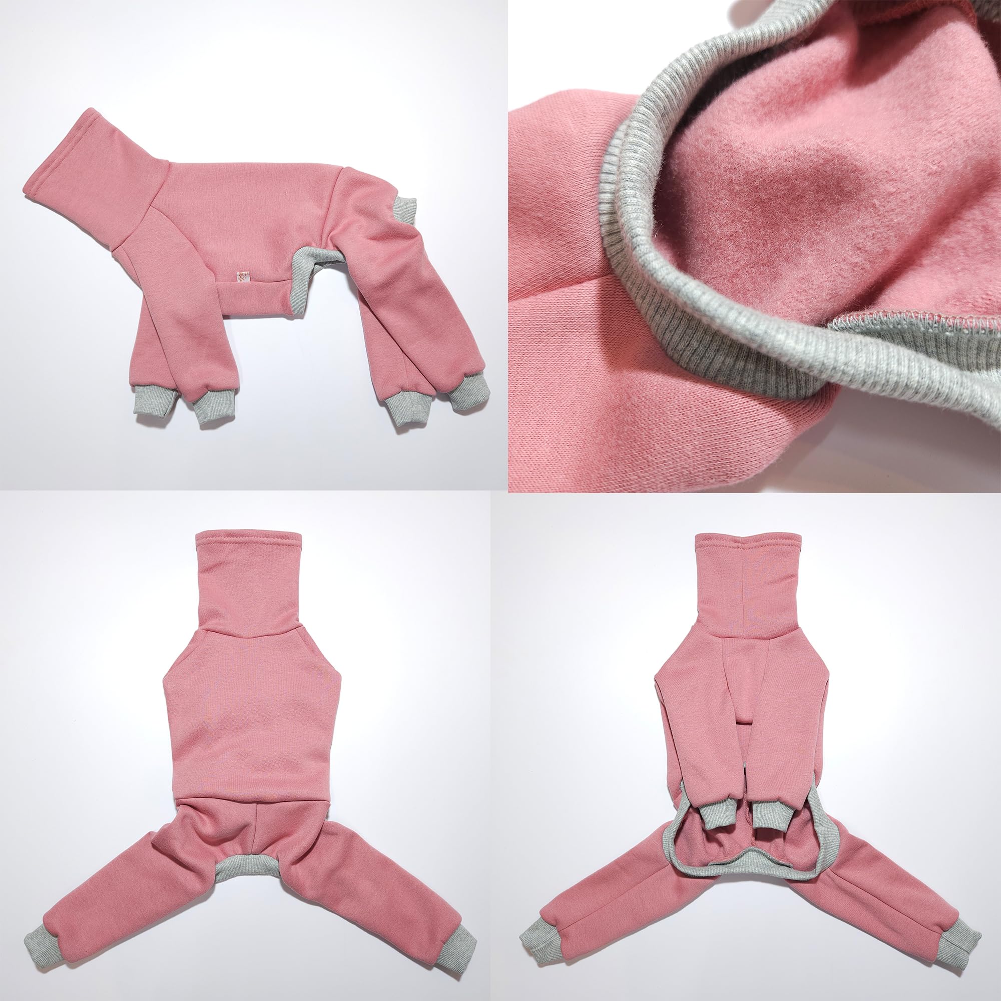 D Doggy Star Italian Greyhound Clothes Strechy Fleeced Lining Simple Onesie Whippet For Dog Coat (M,Simple Pink)