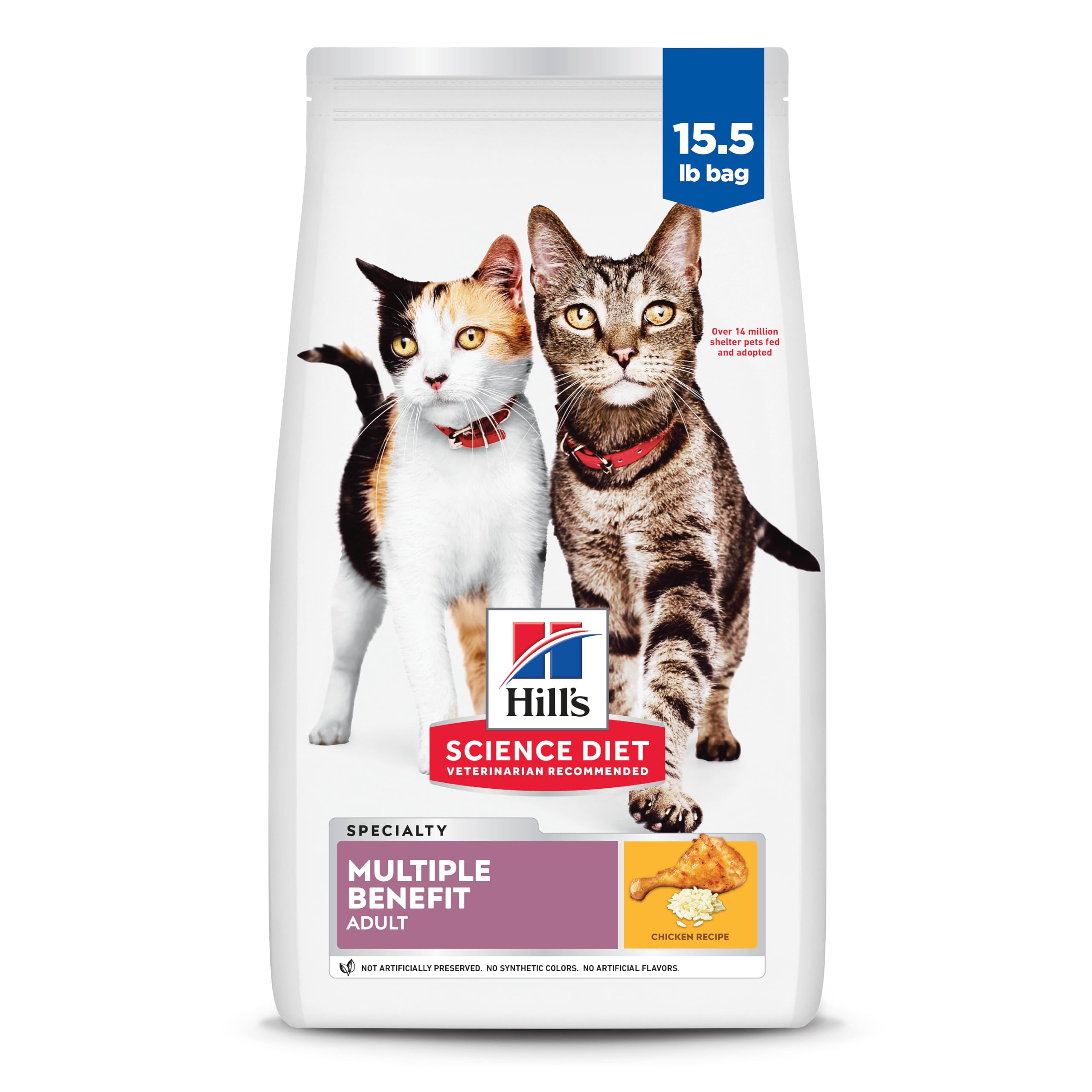 Hills Science Diet Multi-Benefit, Adult 1-6, Multiple Benefit, Dry Cat Food, Chicken Recipe, 15.5 lb Bag