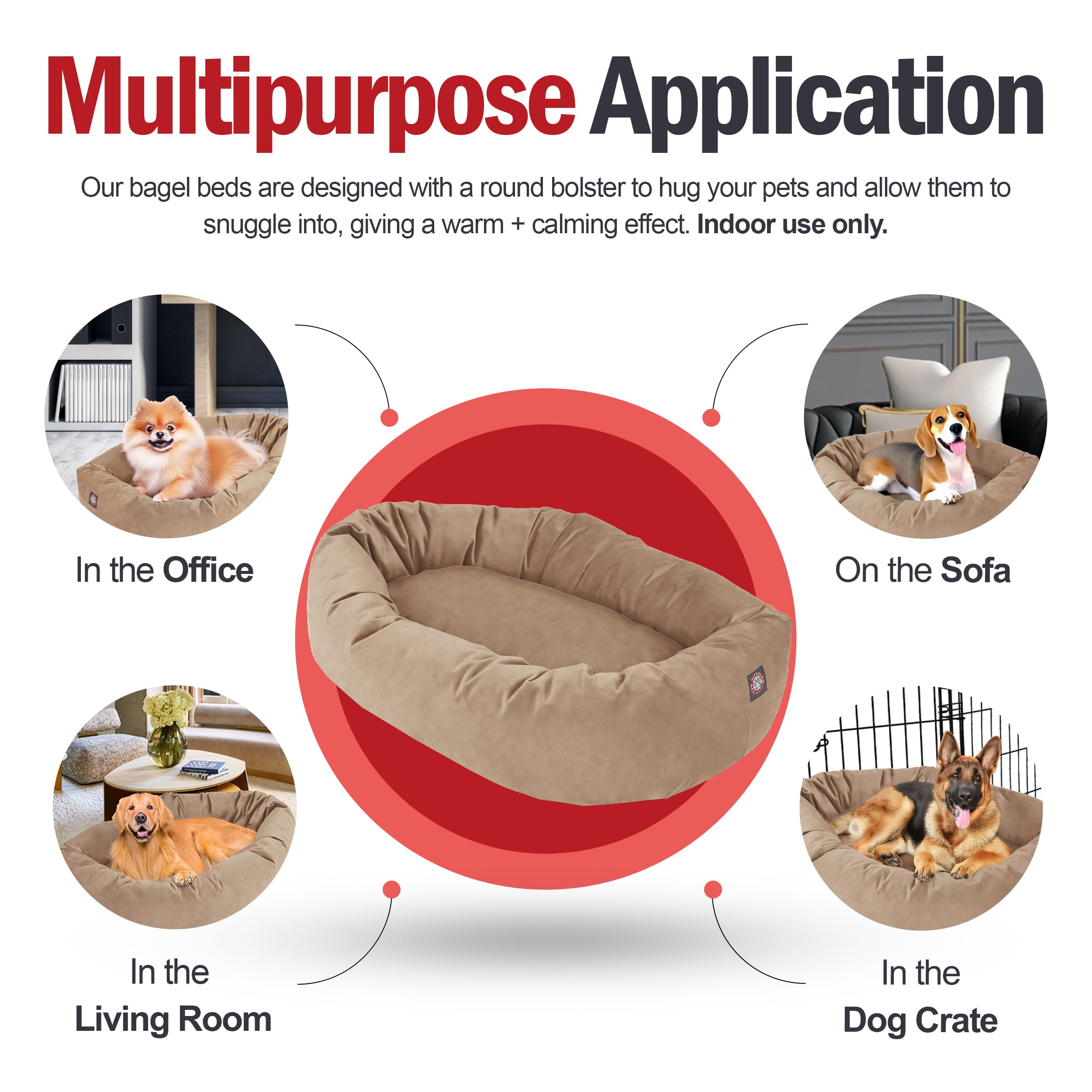 Majestic Pet 24 Inch Suede Shredded Memory Foam Mix Calming Small Dog Bed Washable 24 x 19 x 7 (Inch) - Cozy Soft Round Donut Do