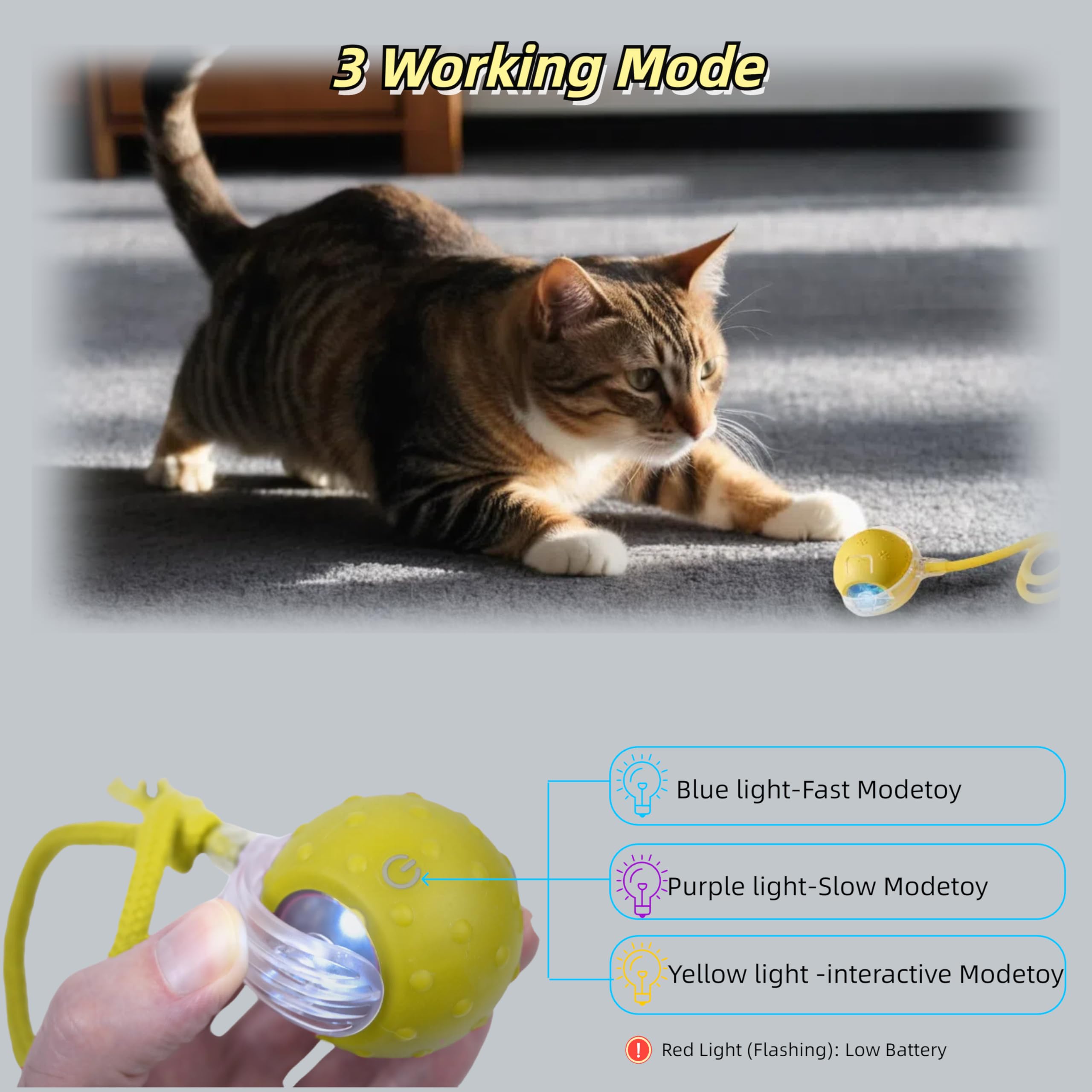 Interactive Cat Toy Ball - Automatic Electric Rolling Ball With Chirping Bird Sounds, Motion-Activated Indoor Toy For Kittens An