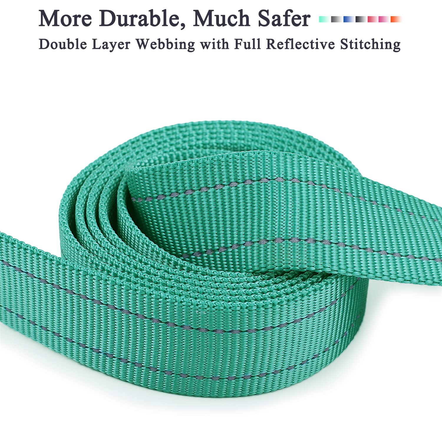 Vivaglory Dog Training Leash With Padded Handle, Heavy Duty 6Ft Long Reflective Nylon Leash Walking Lead For Medium To Large Dogs, Green