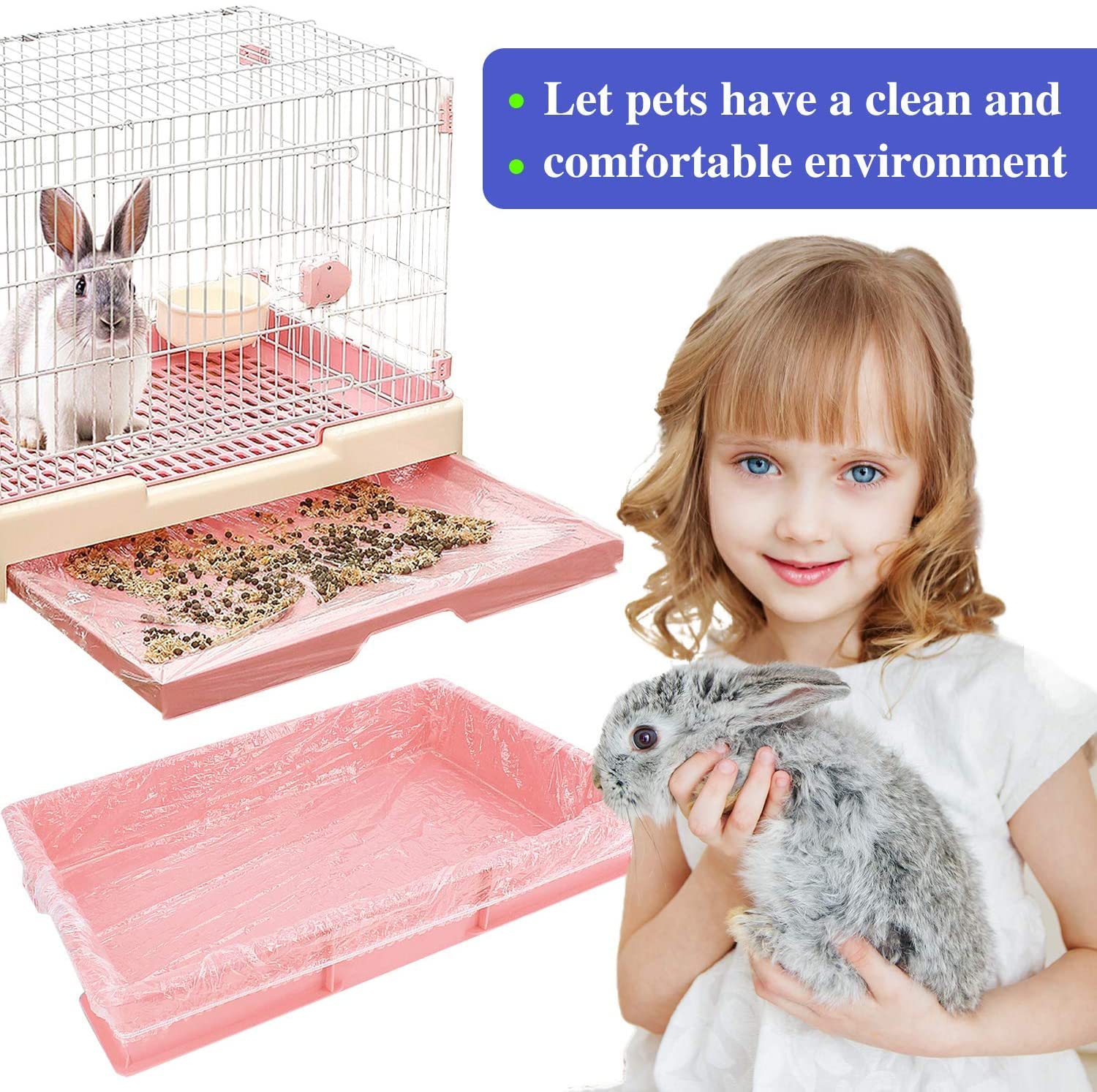 Upcessory 30 pcs Disposable Cage Liners, Clear Plastic Rabbit Cage Liner Bag, Universal Toilet Film for Bunny, Hamster, Totoro,