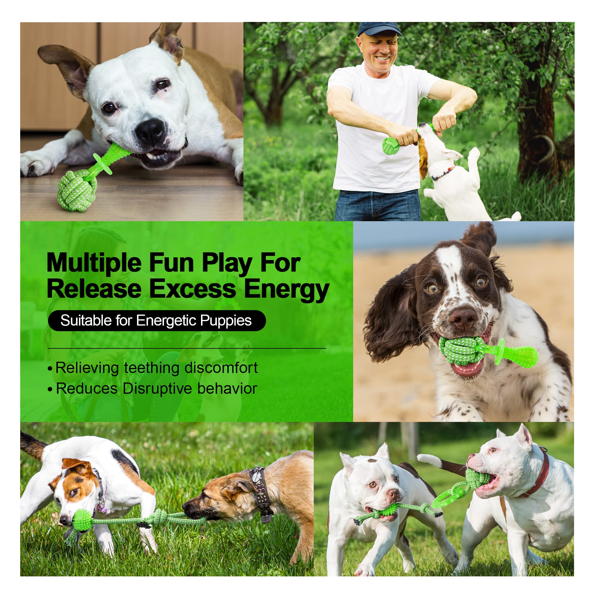 Sqbg Puppy Toys 5 Pack For Energetic Puppy,Durable Puppy Chew Toys High Density Rubber And Rope Combined,Puppy Teething Toys Mul