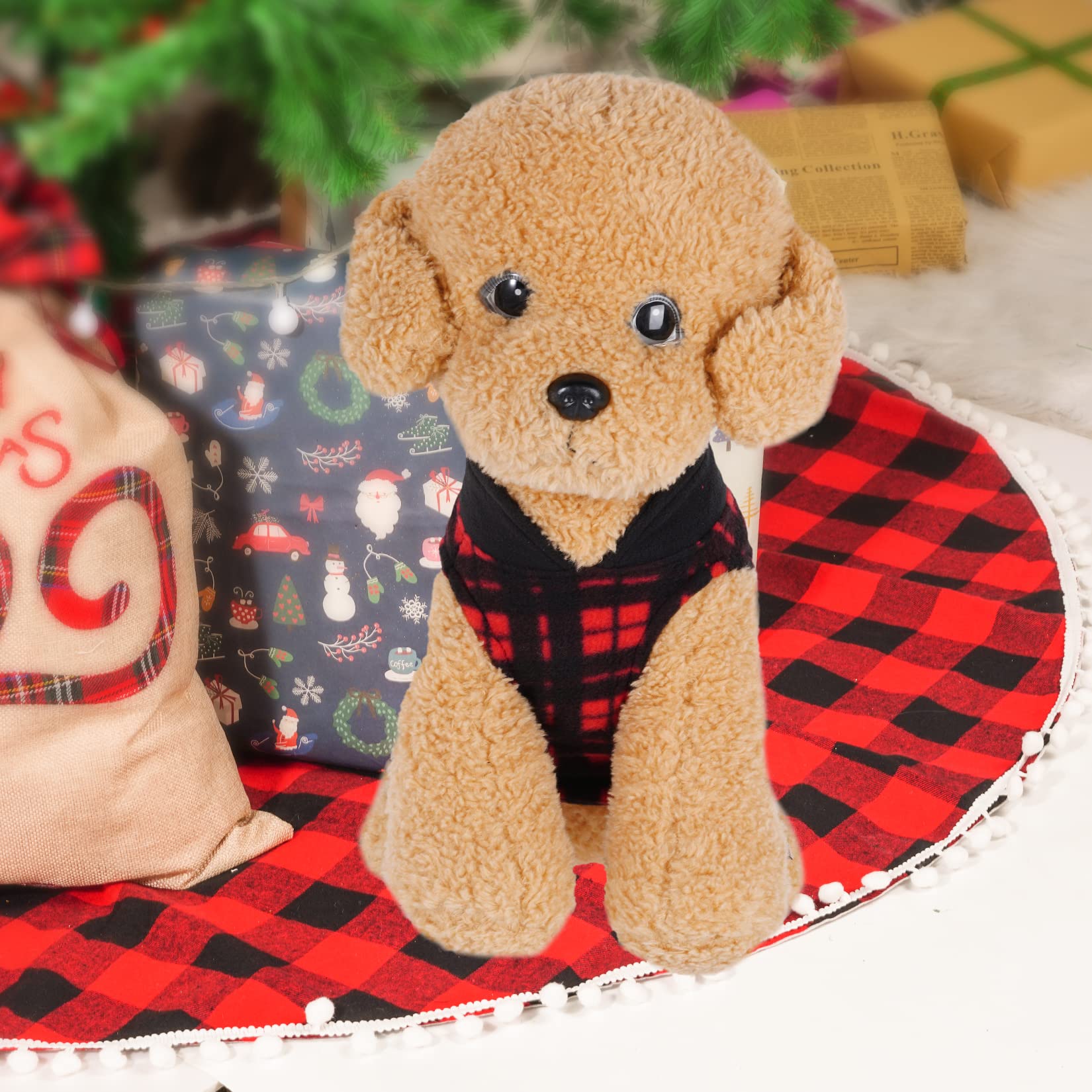 Rbenxia 4 Pieces Buffalo Plaid Dog Sweaters with Leash Ring Soft Fleece Vest Dog Pullover Warm Jacket Pet Dog Clothes Winter Dog