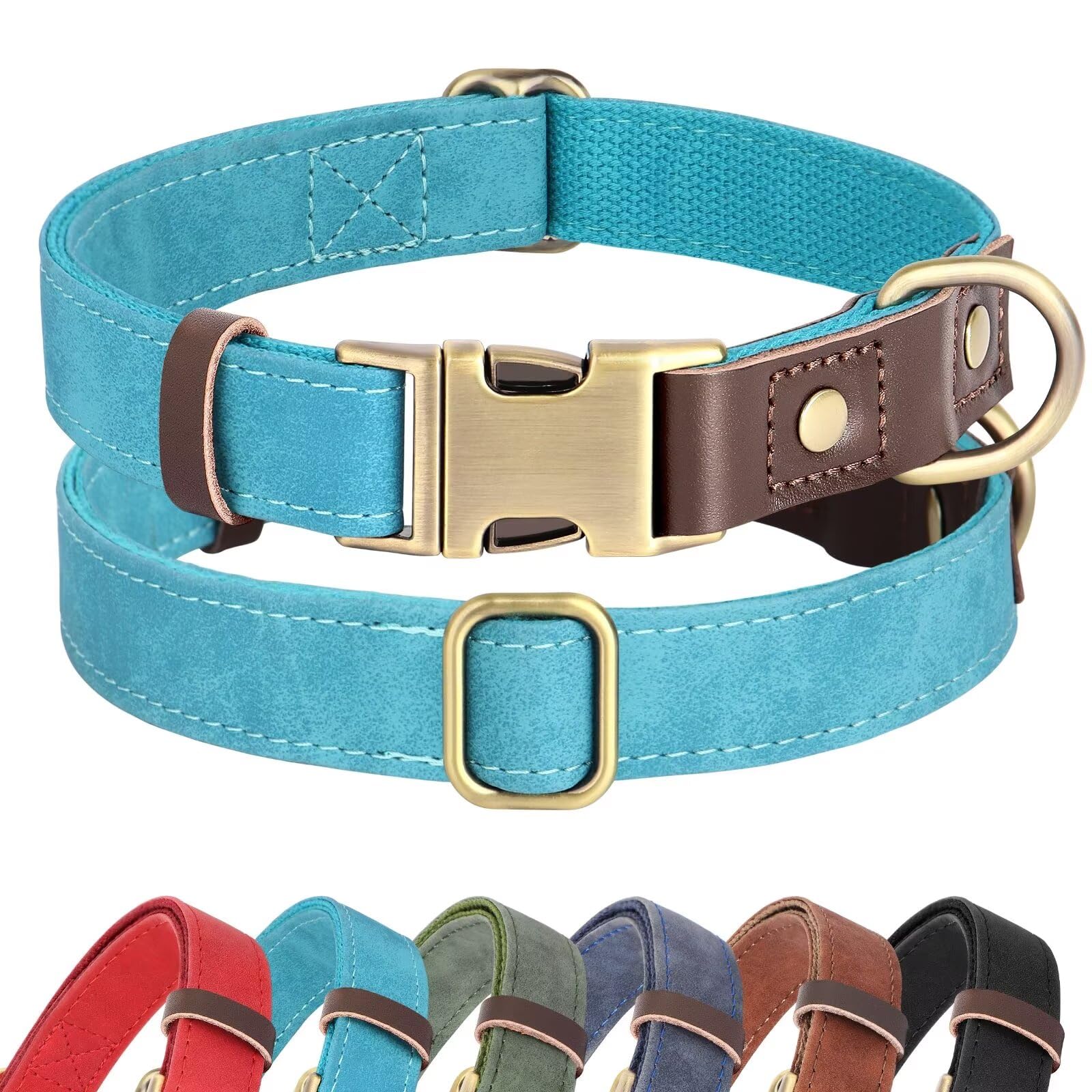 Didog Soft Padded Leather Dog Collar For Large Dogs, Classic Heavy Duty Dog Collars With Quick Release Metal Buckle, Adjustable 