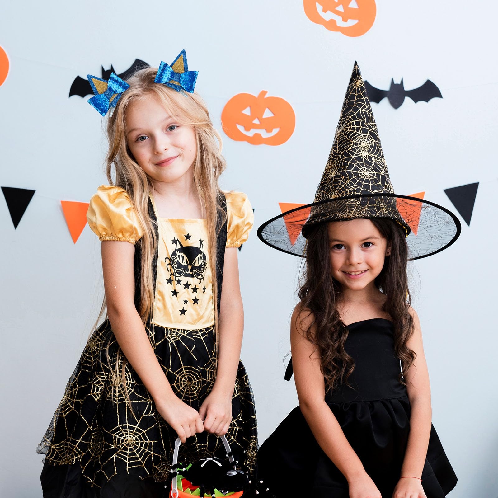 2 Pairs Blue Ears Hair Clips Dog Ears Hair Clips Glitter Bow Barrettes For Halloween Costume Birthday Decorations Blue Party Sup