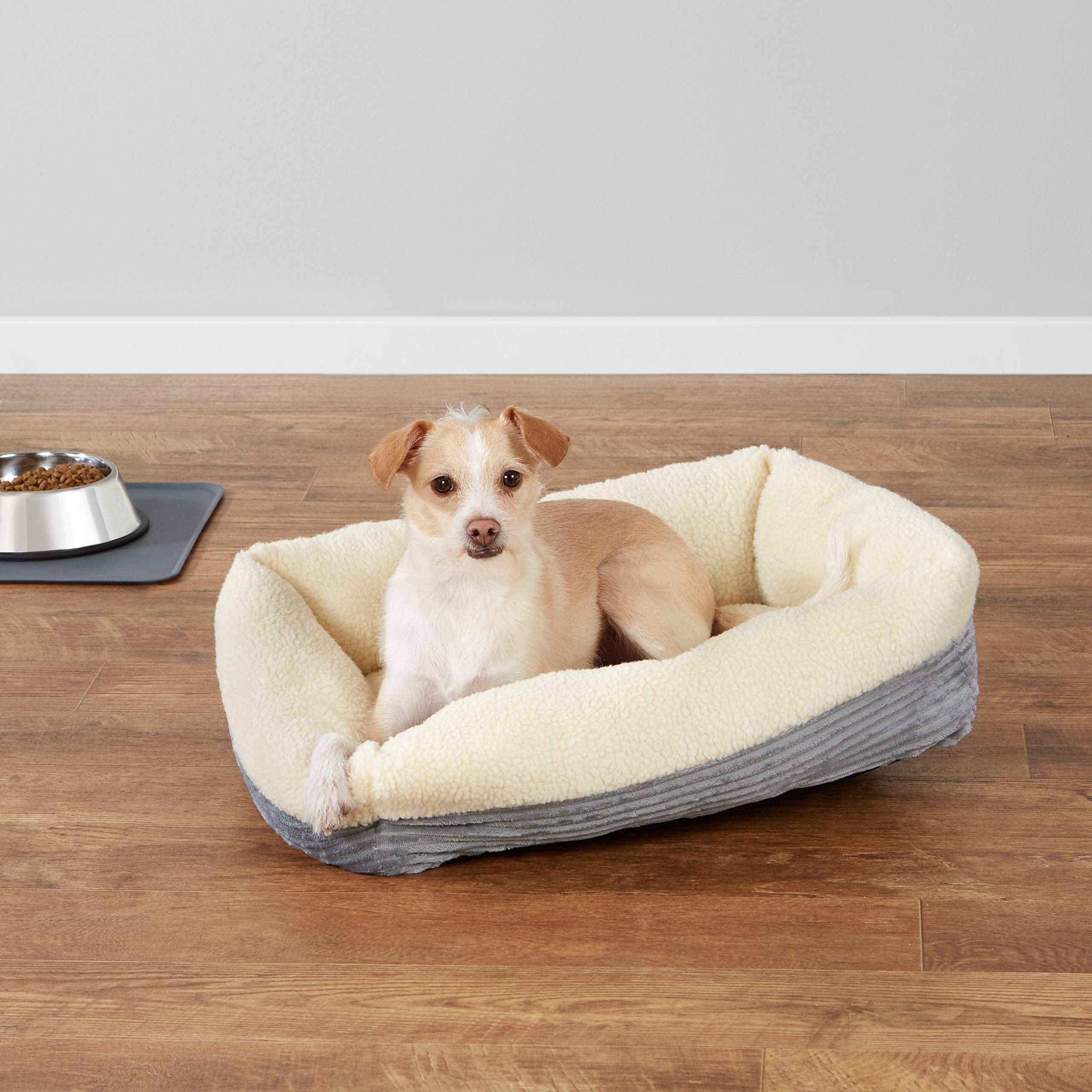 Amazon Basics 24-Inch Machine Washable Self Warming Pet Bed For Cat Or Dog, Rectangle, Grey, 24''L X 20''W X 7''H