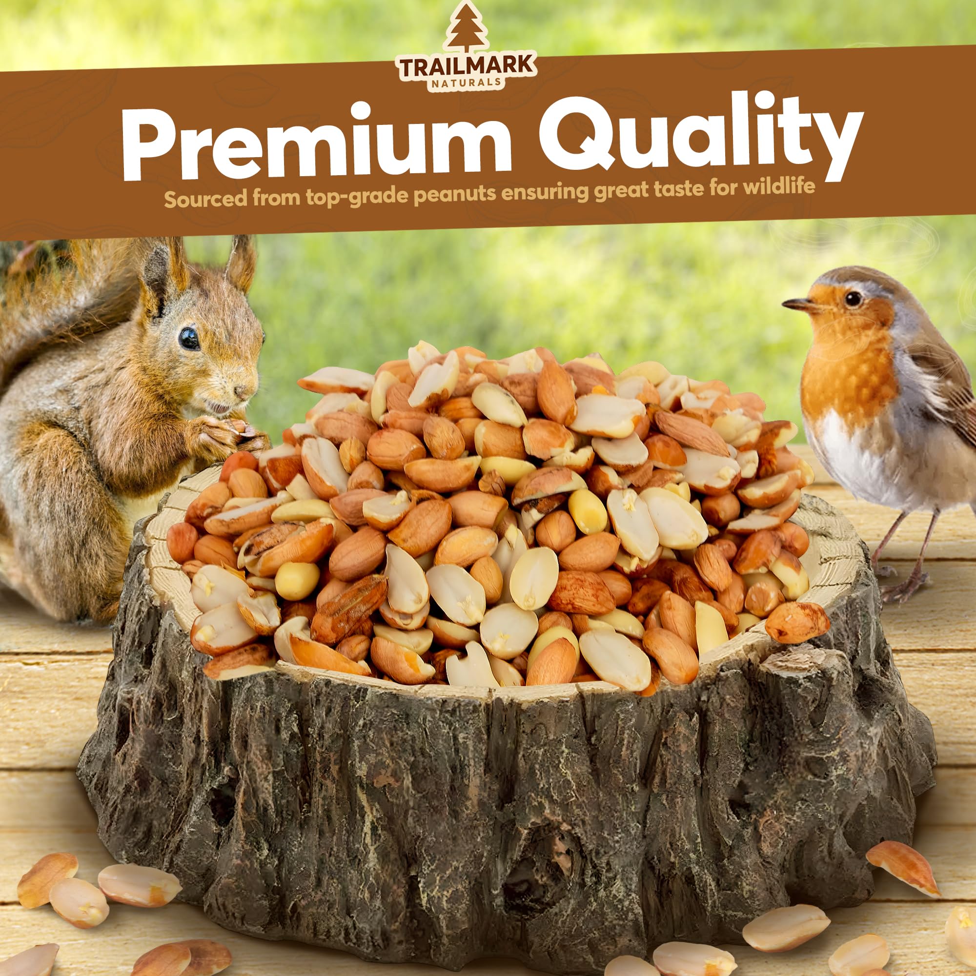 Trailmark Naturals - 10 LB - Raw Shelled Peanuts For Squirrels, Out of Shell Peanuts For Birds and Wildlife- Squirrel Food, Wild
