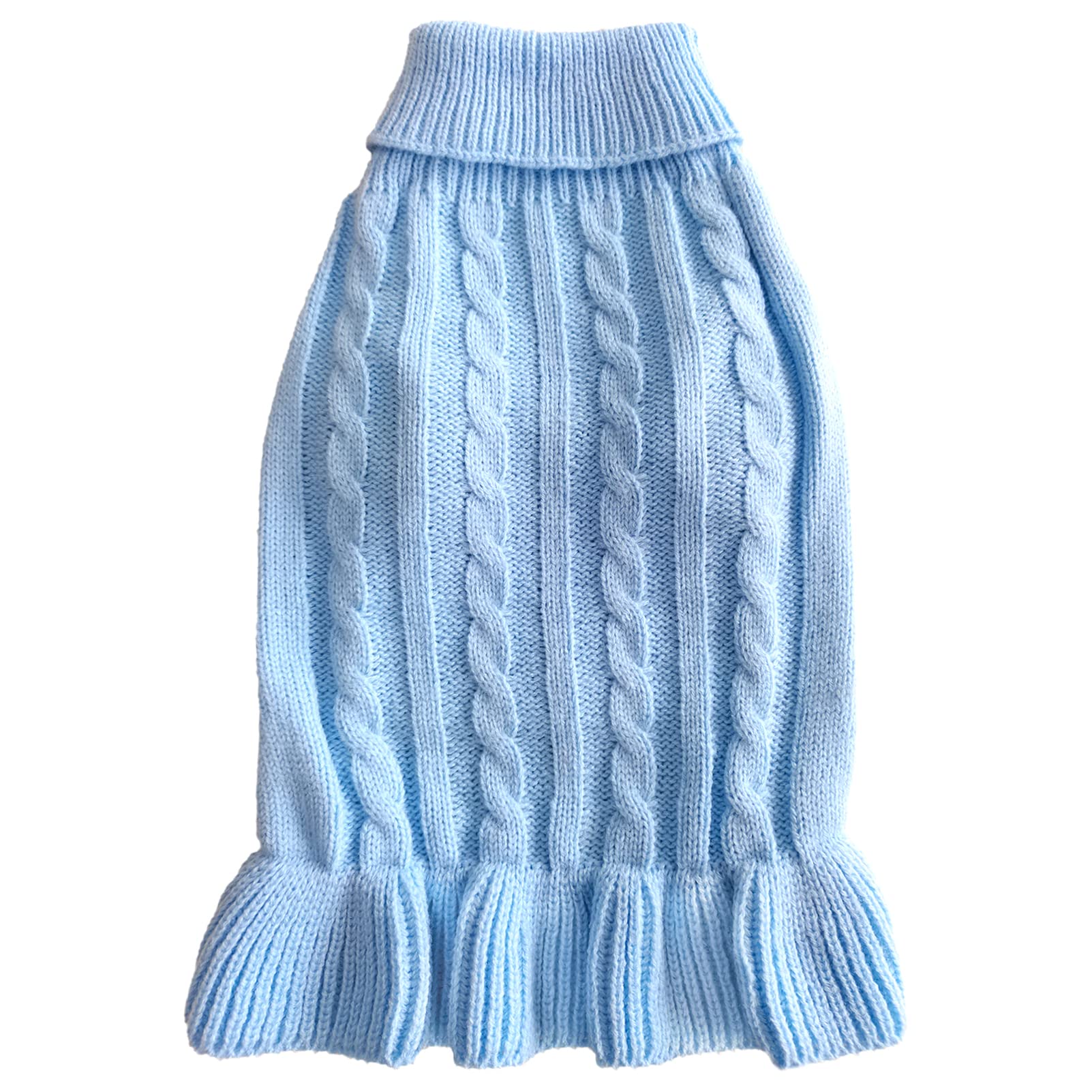 Chborchicen Small Dog Sweaters Knitted Pet Cat Warm Dog Sweatshirt Winter Clothes Kitten Puppy Sweater (Xs, Dress-Light Blue)