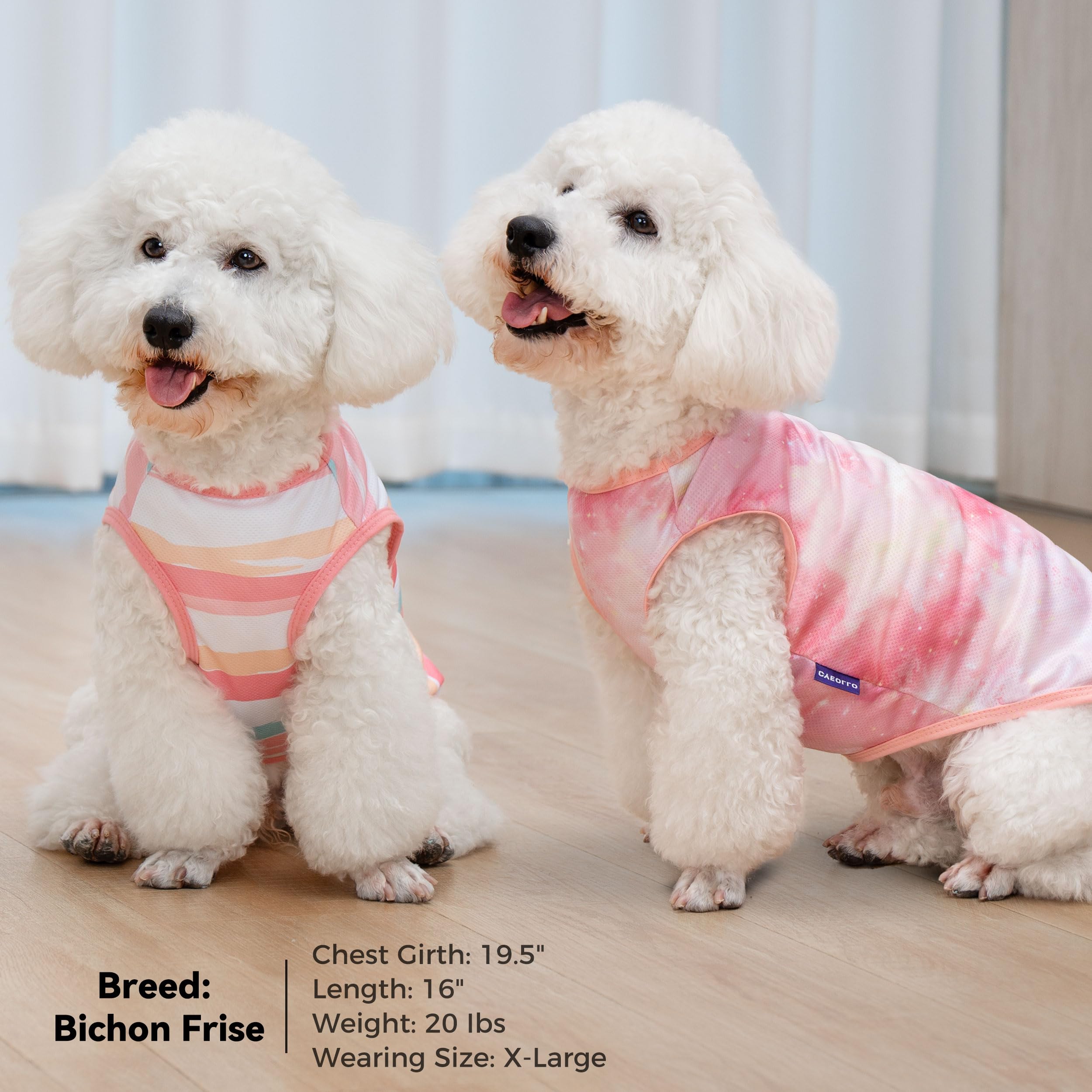 Cyeollo 2Pack Dog Cooling Shirt, Breathable Sleeveless Summer Clothes For Dogs, Intant Cool T Shirts For Small Dogs, Pink M