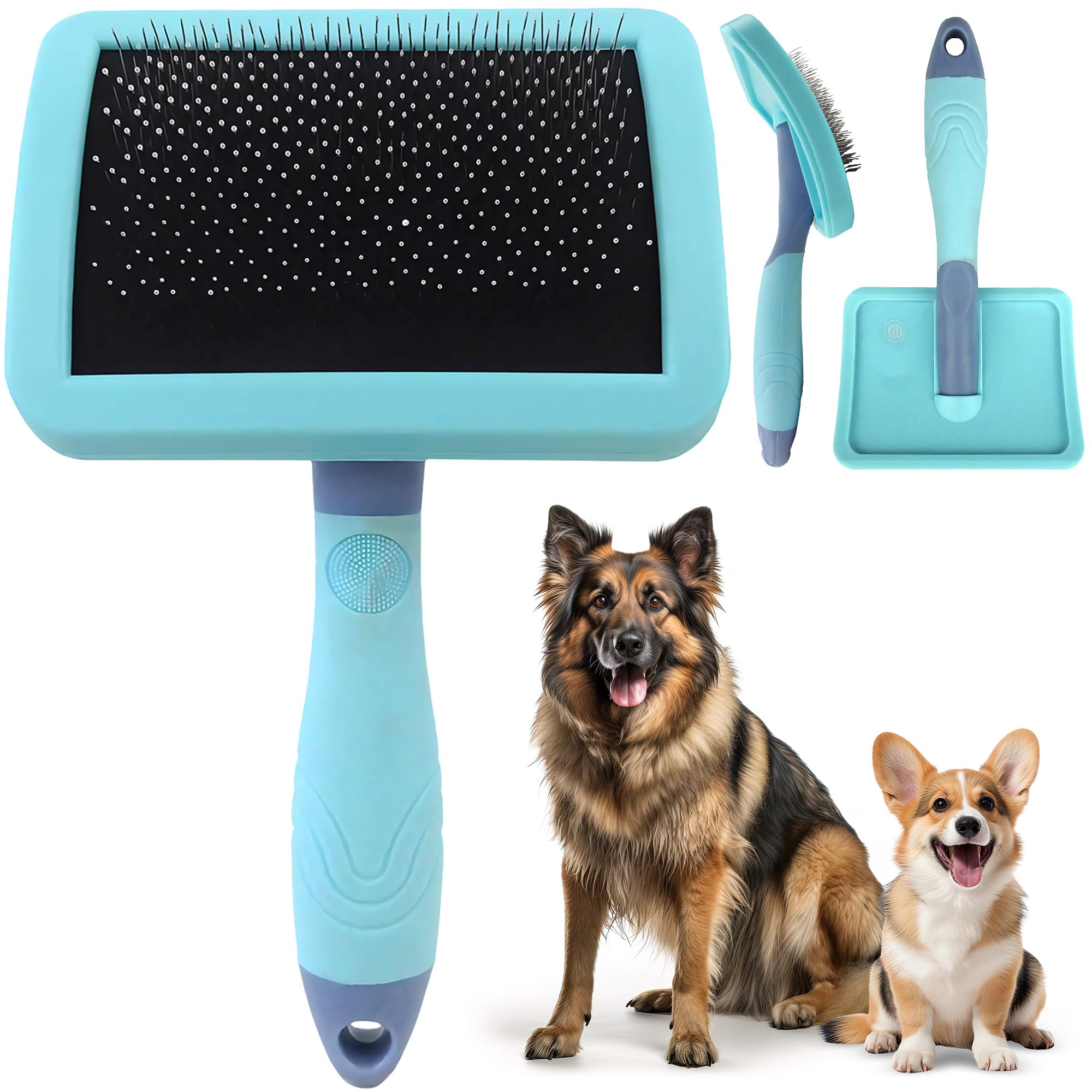 American Kennel Club Akc Deshedding Slicker Brush With Coated Tips For Dogs And Cats, Skin-Friendly Grooming And Deshedding Brus