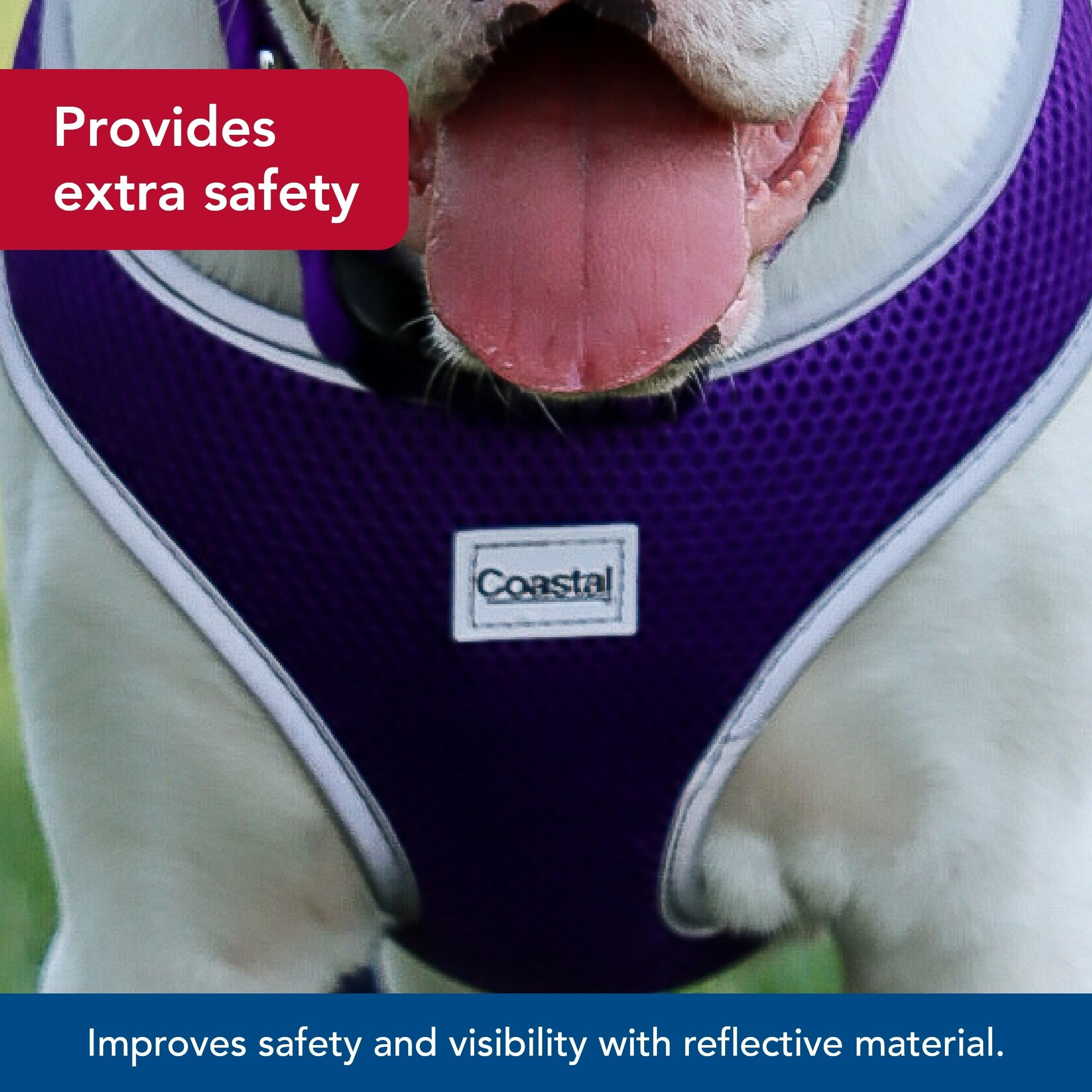 Coastal Pet Comfort Soft Reflective Wrap Adjustable Dog Harness - No-Pull Dog Harness For Small & Large Dogs - Purple - 5/8' X 19'–23'