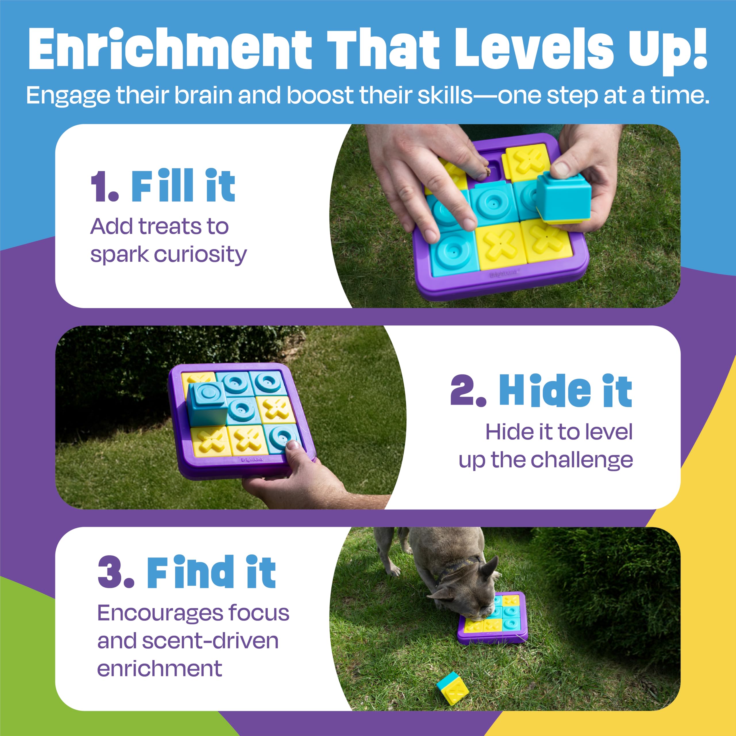 Brightkins Tic-Tac-Toe Treat PuzzleBrightkins Tic-Tac-Toe Treat Puzzle, Outdoor Puzzle Board, Interactive Dog Toys, Dog Birthday