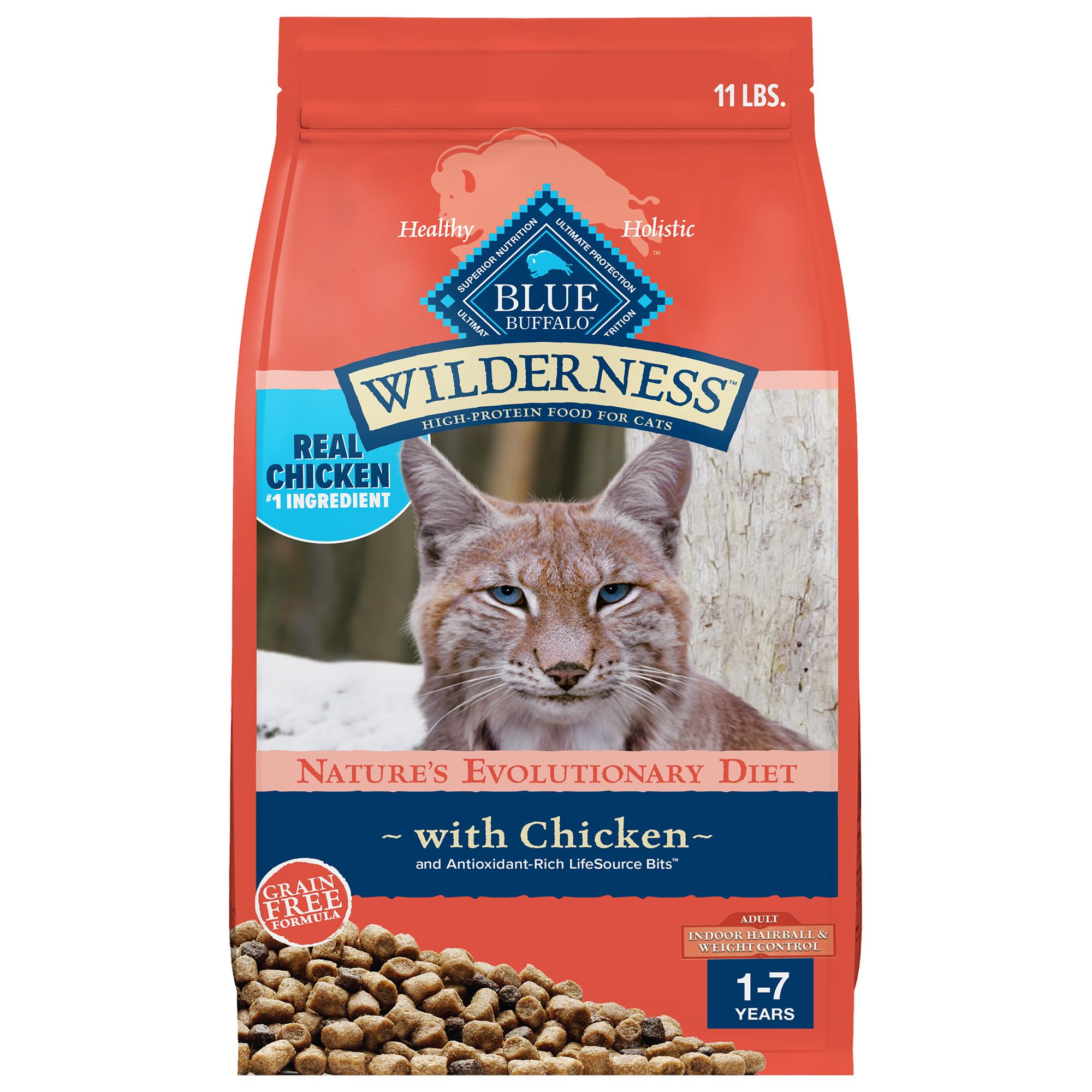 Blue Buffalo Wilderness Adult Indoor Dry Cat Food, Indoor Hairball Control and Weight Control Formula, High-Protein and Grain-Fr