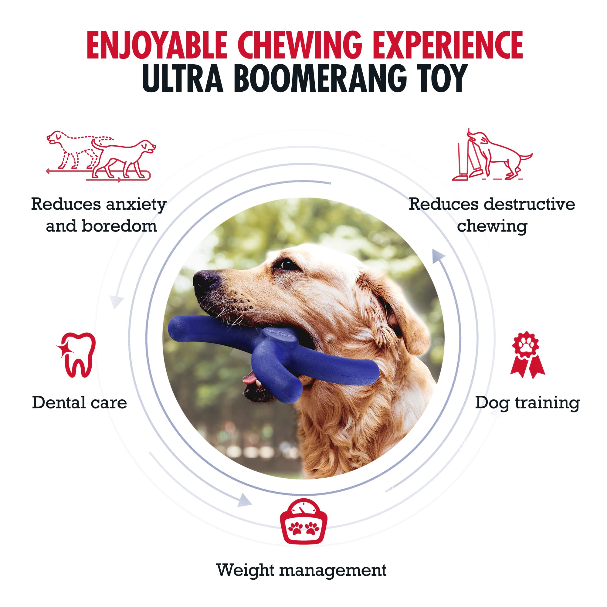 Tuff Pupper Superchewy Tough Boomerang Toy Strong Natural Rubber | Great Dog Fetch Toy | Toy For Dogs | Ultra Durable Chew Toy F