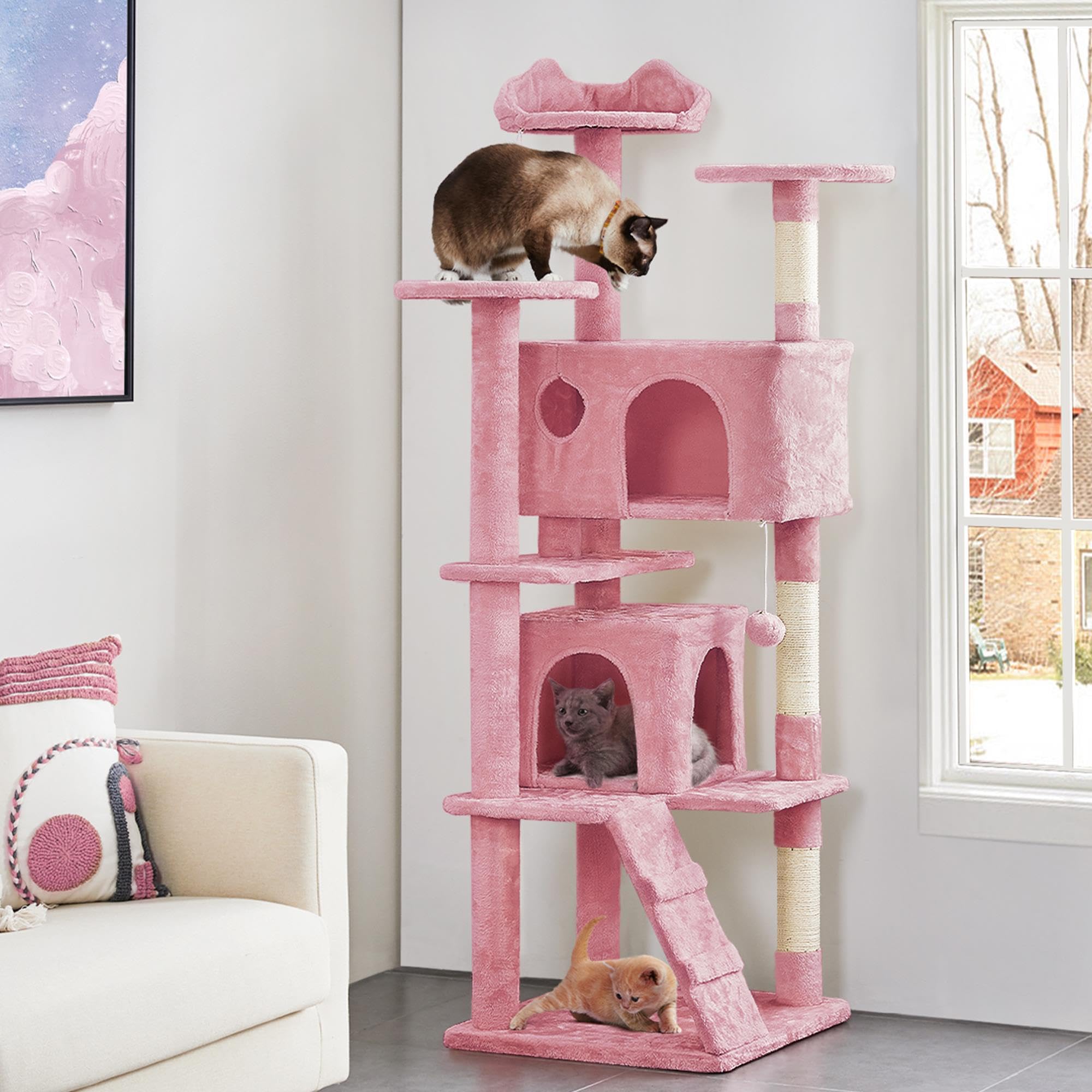 Yaheetech Multi-Level Cat Tree Stand House Furniture With Condos, Scratching Posts