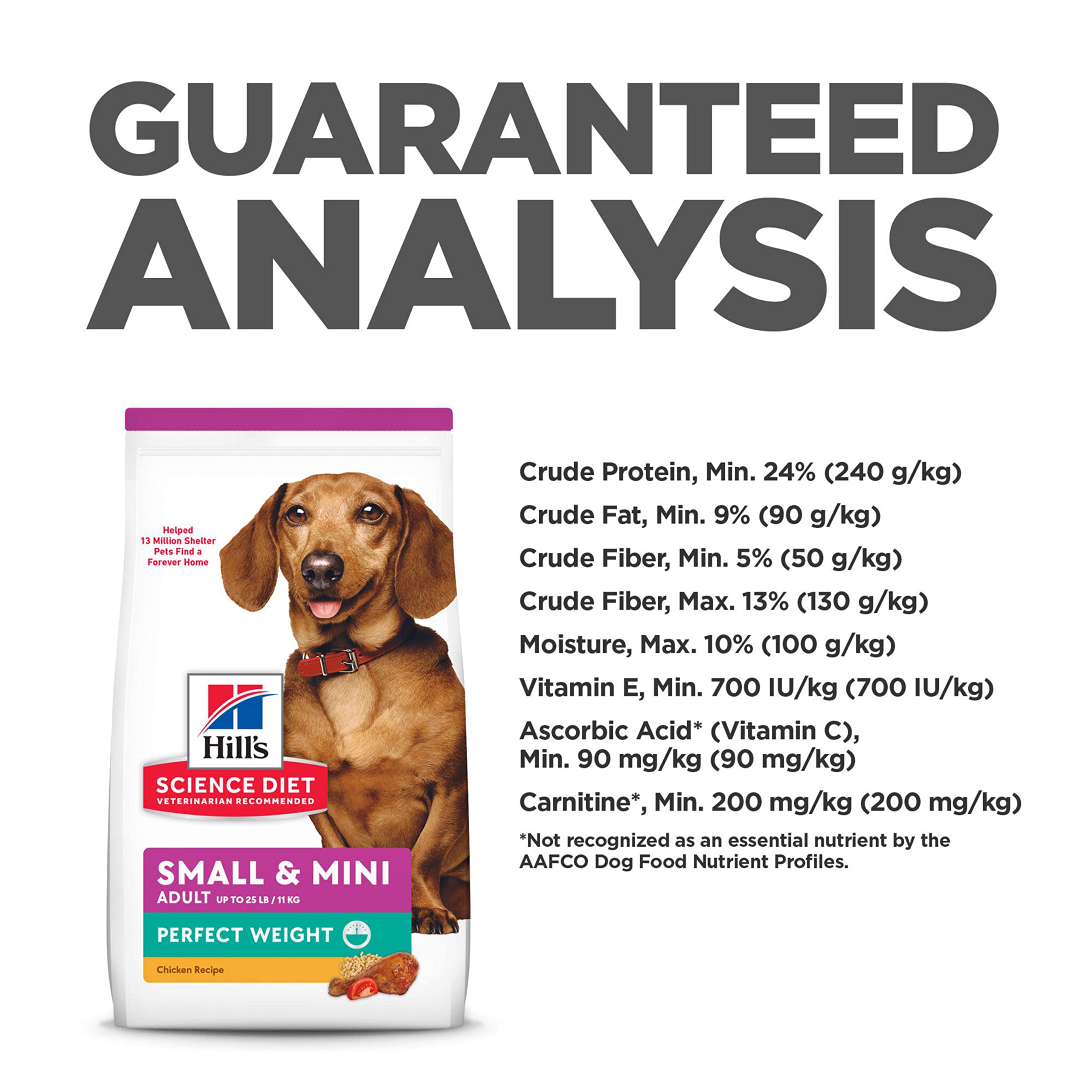 Hills Science Diet Perfect Weight, Adult 1-6, Small & Mini Breeds Weight Management Support, Dry Dog Food, Chicken Recipe, 12.5