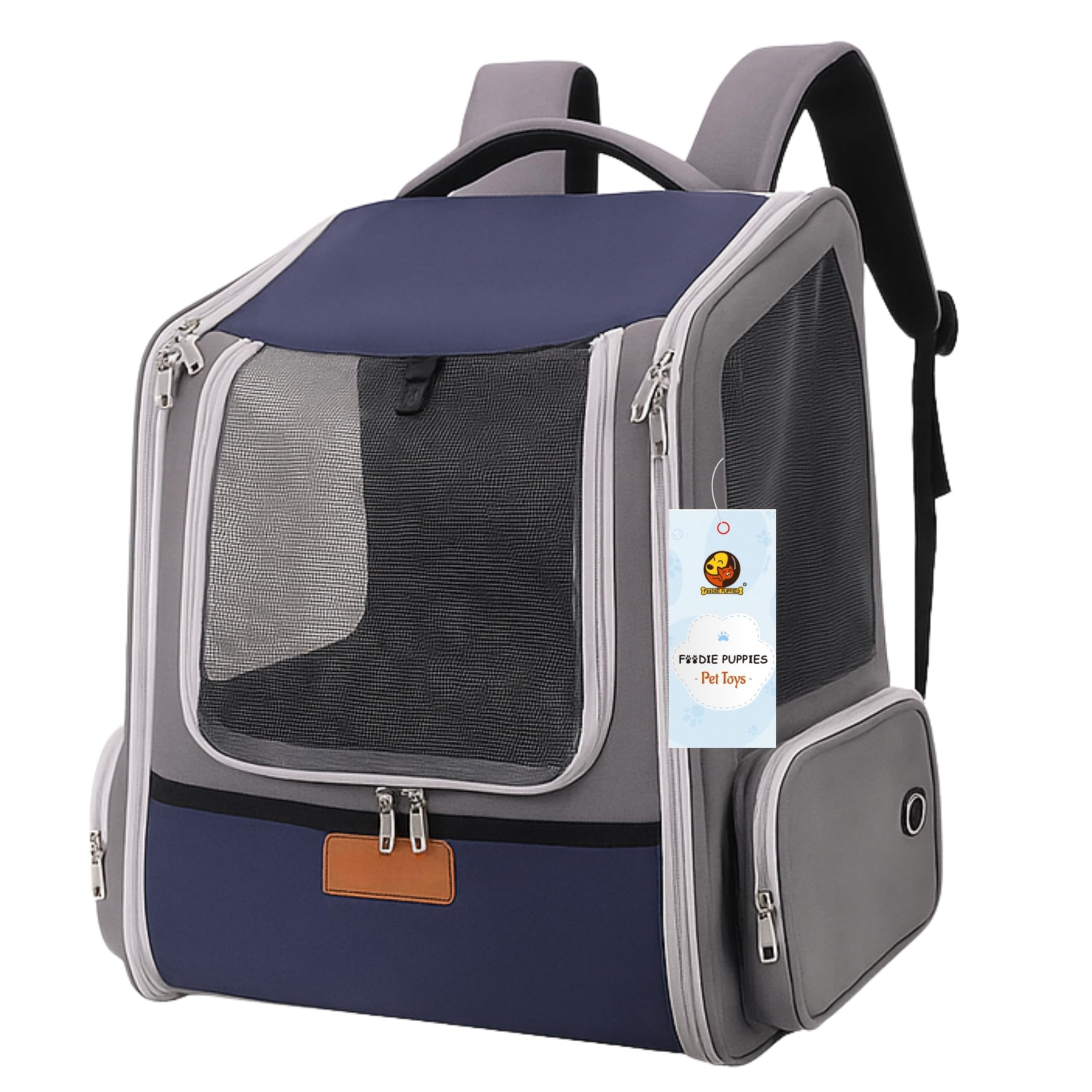 Foodie Puppies Expandable Pet Carrier Backpack For Cats, Kittens, Puppies & Small Dogs (44 X 34 X 30 Cm) | Foldable Travel Bag W