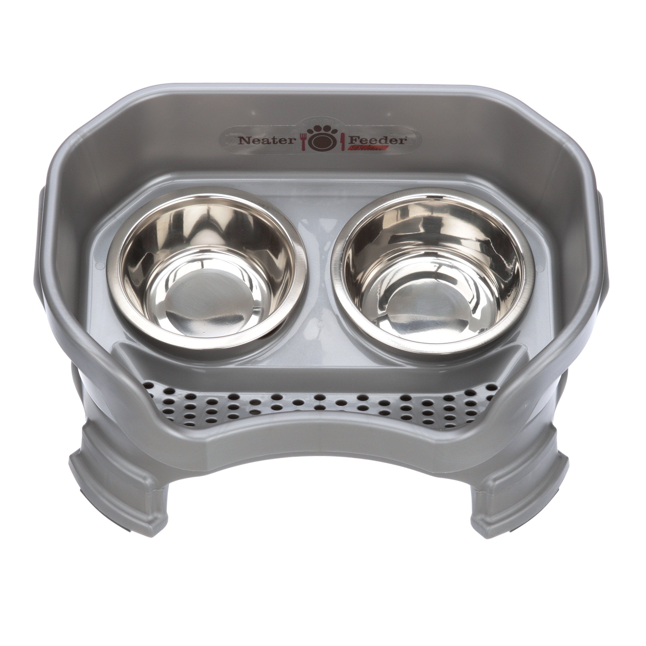 Neater Feeder Deluxe Mess Proof Dog Bowls Elevated for Small Breeds - Made in USA - No Spill Raised Dog Food Bowl Stand w/Leg Ex