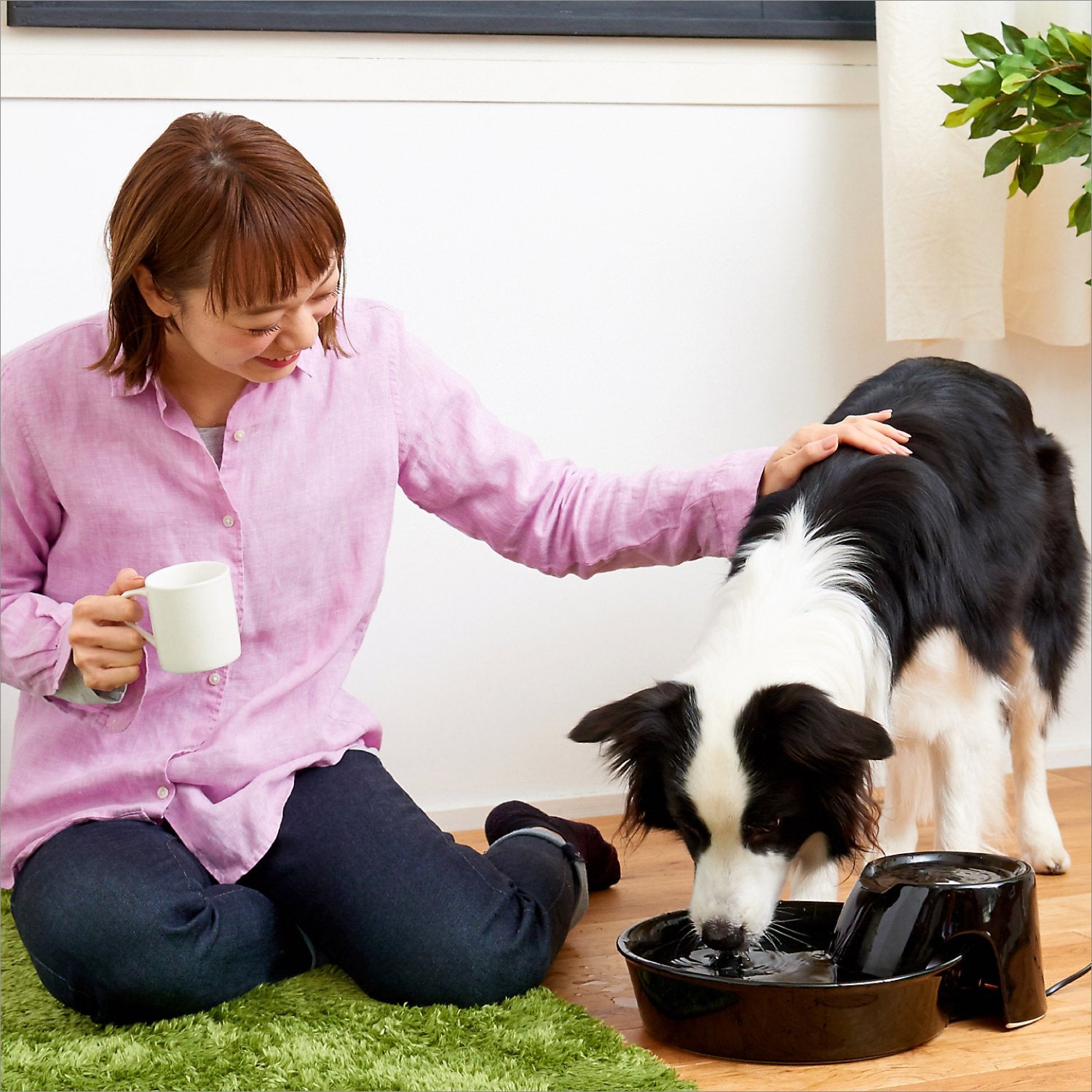 Pioneer Pet Big Max Ceramic Drinking Fountain, 128 oz, Black - Ideal for Cats and Dogs, Stylish & Durable Design