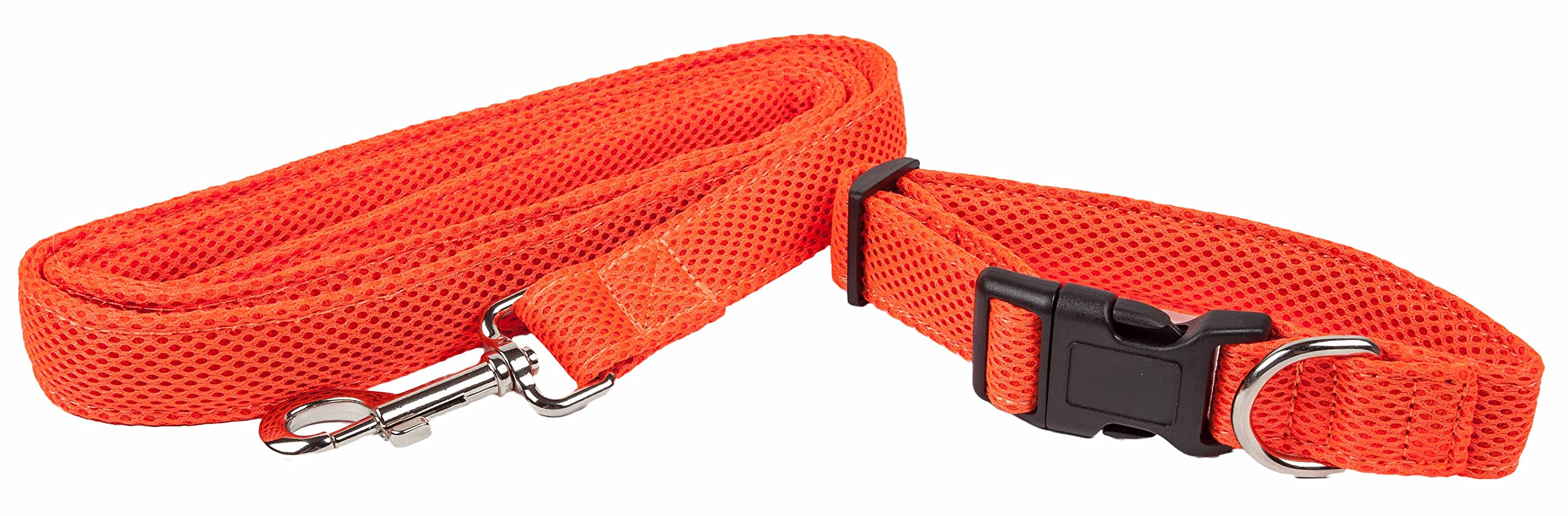 Petlife Aero Mesh 2-In-1 Dual Sided Comfortable And Breathable Adjustable Mesh Dog Leash-Collar, Small, Orange (Clsh14Orsm)