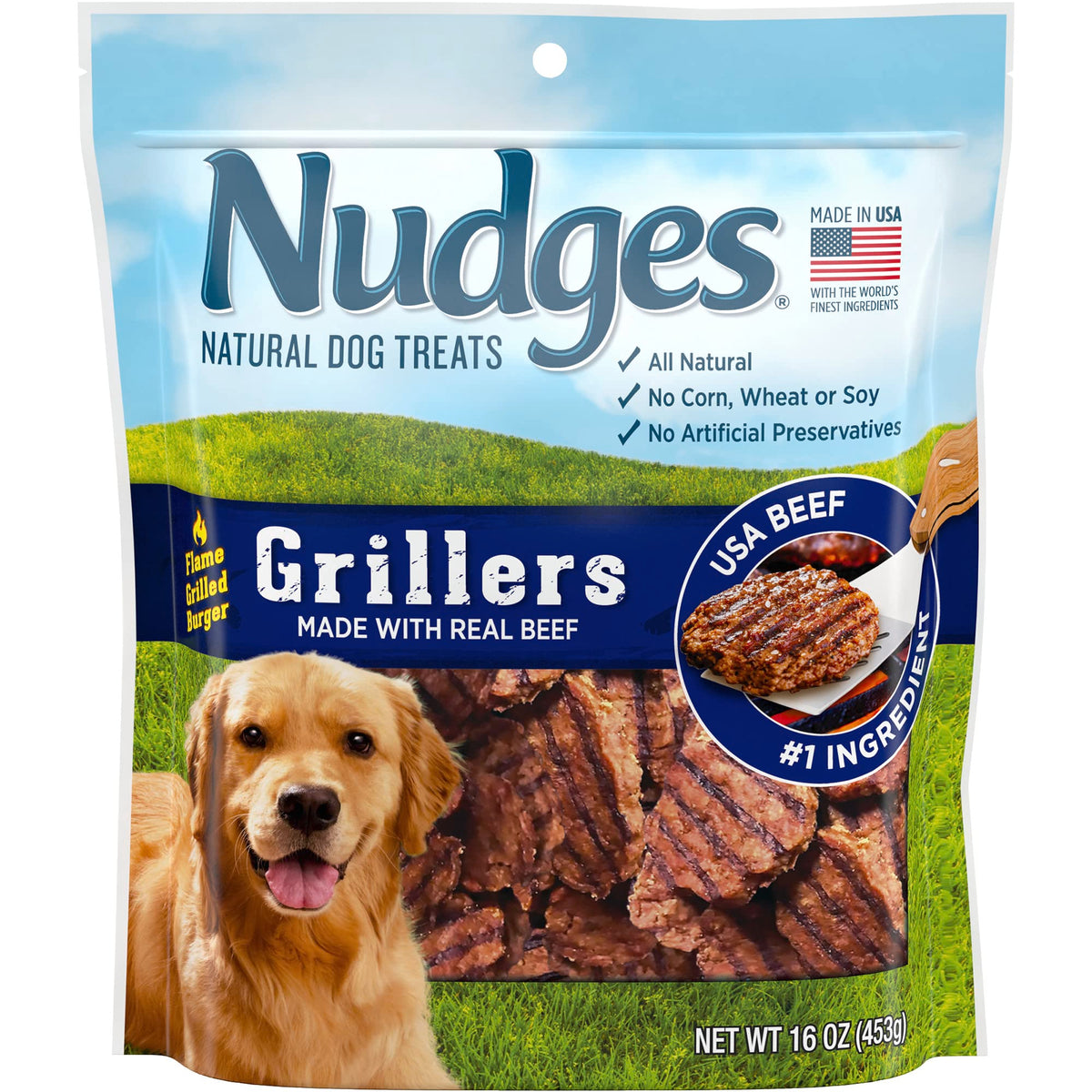 Blue Buffalo Nudges Grillers Natural Dog Treats, Beef, 16Oz Bag