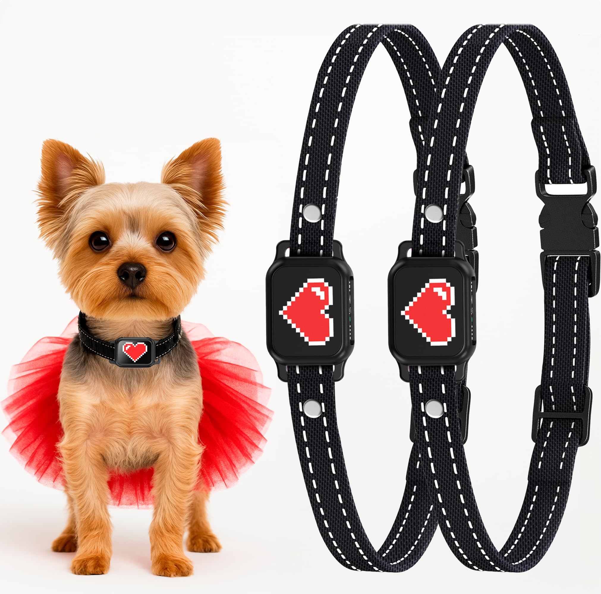 2 Pack Bark Collar For Small Dogs 5-15 Lbs With Magnetic Charging - No Shock, 3 Beep & Vibration Modes, 5 Sensitivity Levels - H