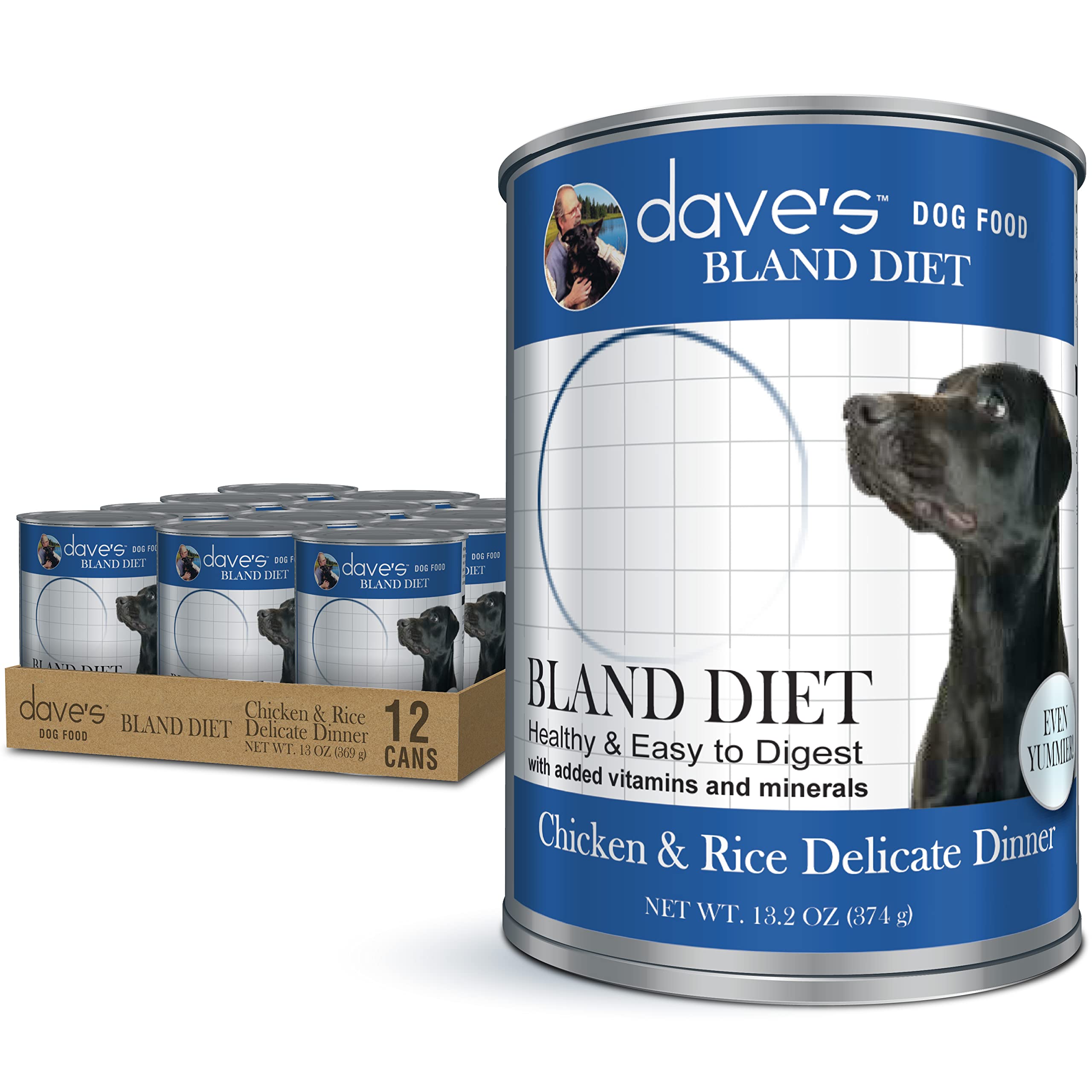Daves Pet Food Bland Diet Dog Food (Chicken & Rice), Sensitive Stomach, Easy to Digest, Gluten-Free, Digestive Care, Wet Canned