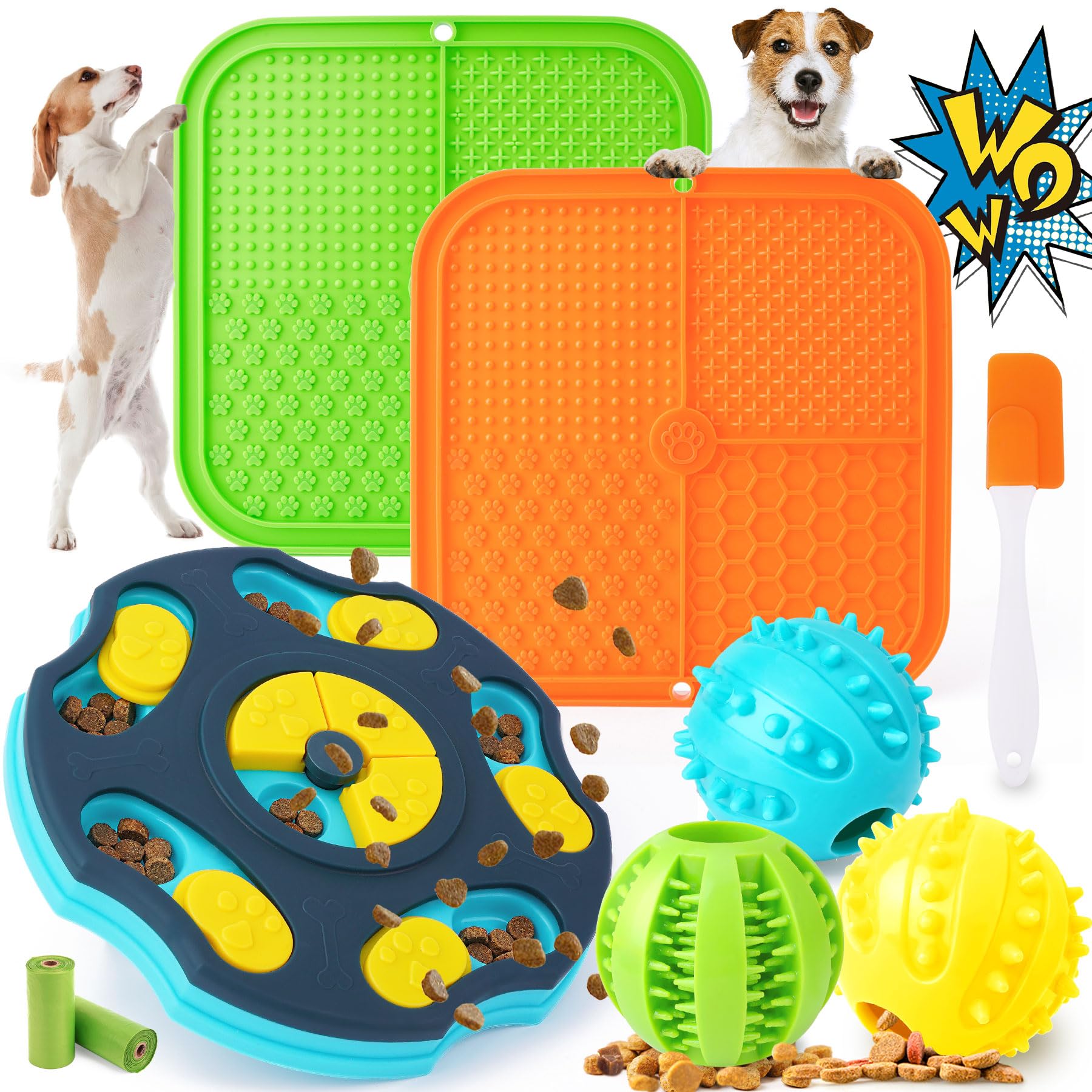 Forfon 9 Pack Engaging Dog Puzzle Toy Set - Mentally Stimulating Enrichment Toys for Small & Medium Dogs, Includes Lick Mat with