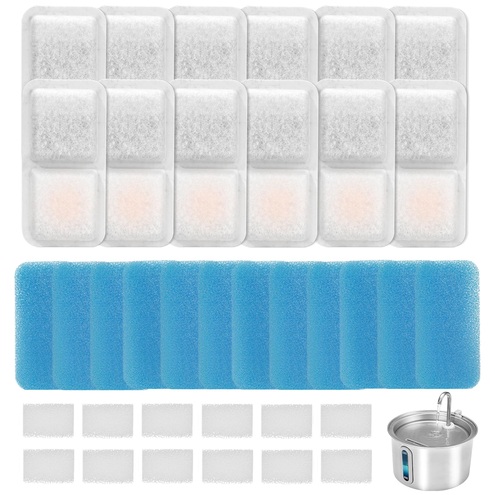 12 Pack Cat Water Filters Replacement For Oneisall,Replacement Filters For 67Oz/2L Stainless Steel Pet Fountain, Easy To Install
