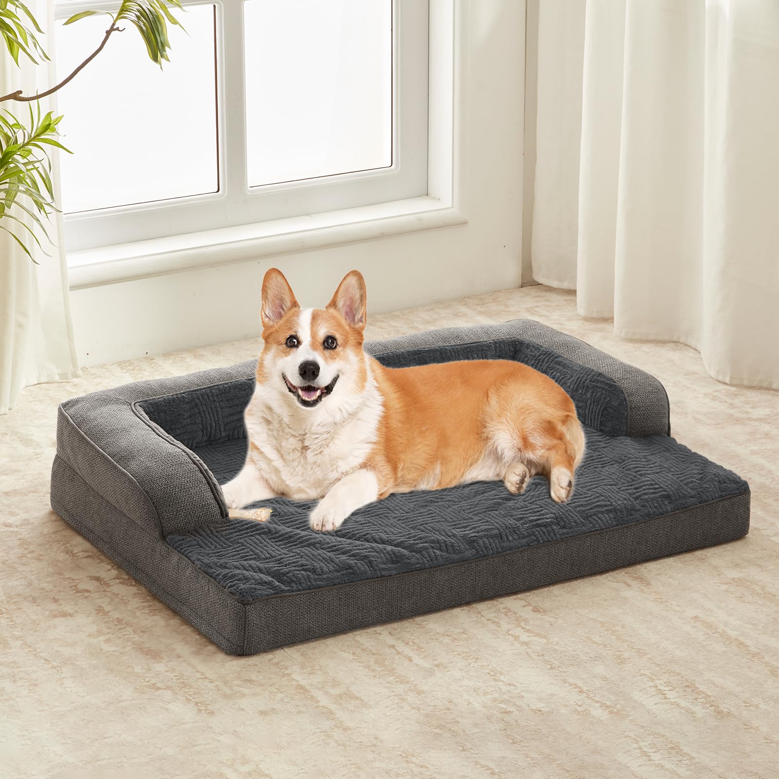 Windracing Dog Beds For Large,Medium Dogs,Orthopedic Dog Sofa Bed With Removable Washable Cover,Waterproof Egg Foam Pet Couch Be