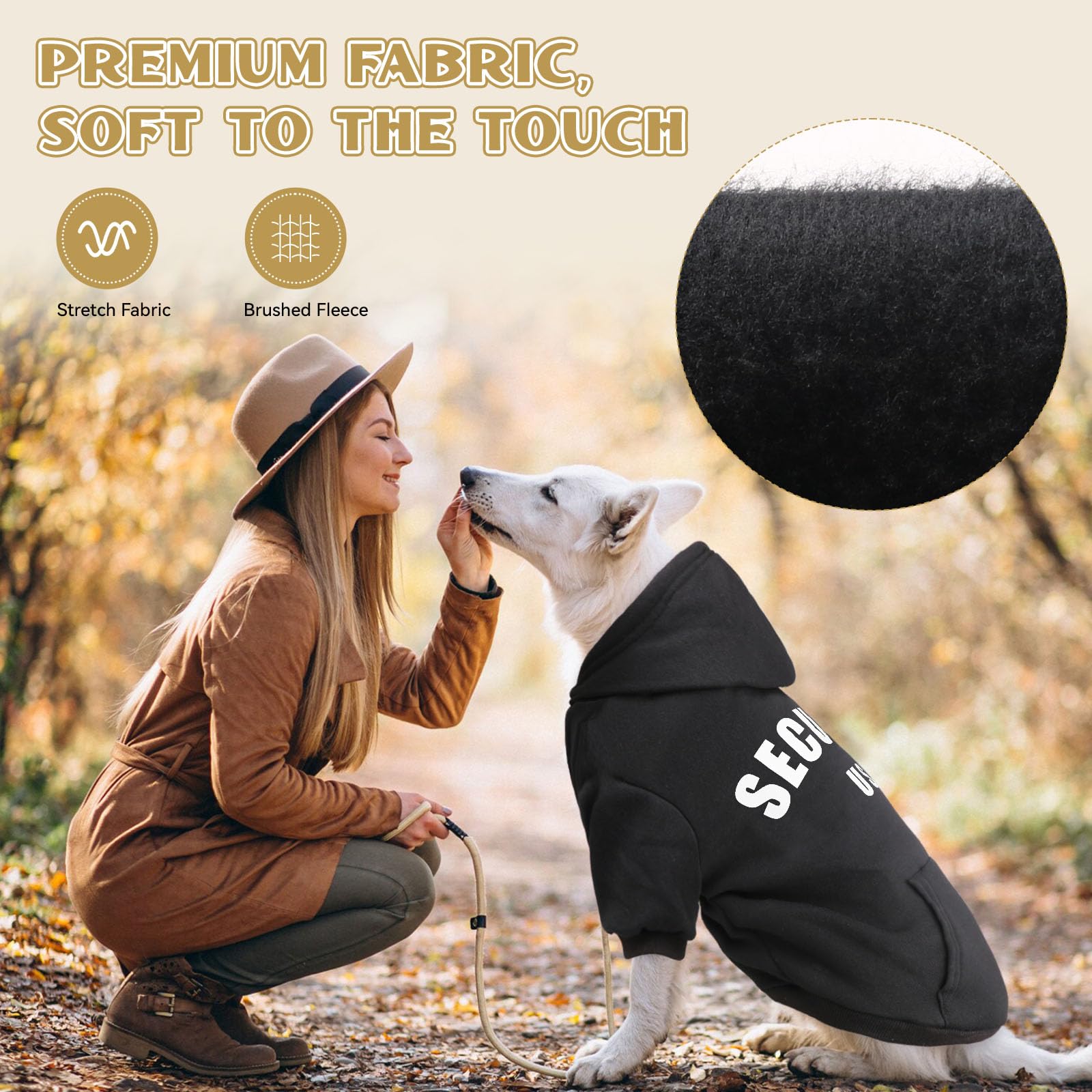 Security Dog Sweatshirt - Warm & Cozy Brushed Fleece Interior, Pocket, Large Dogs (L)