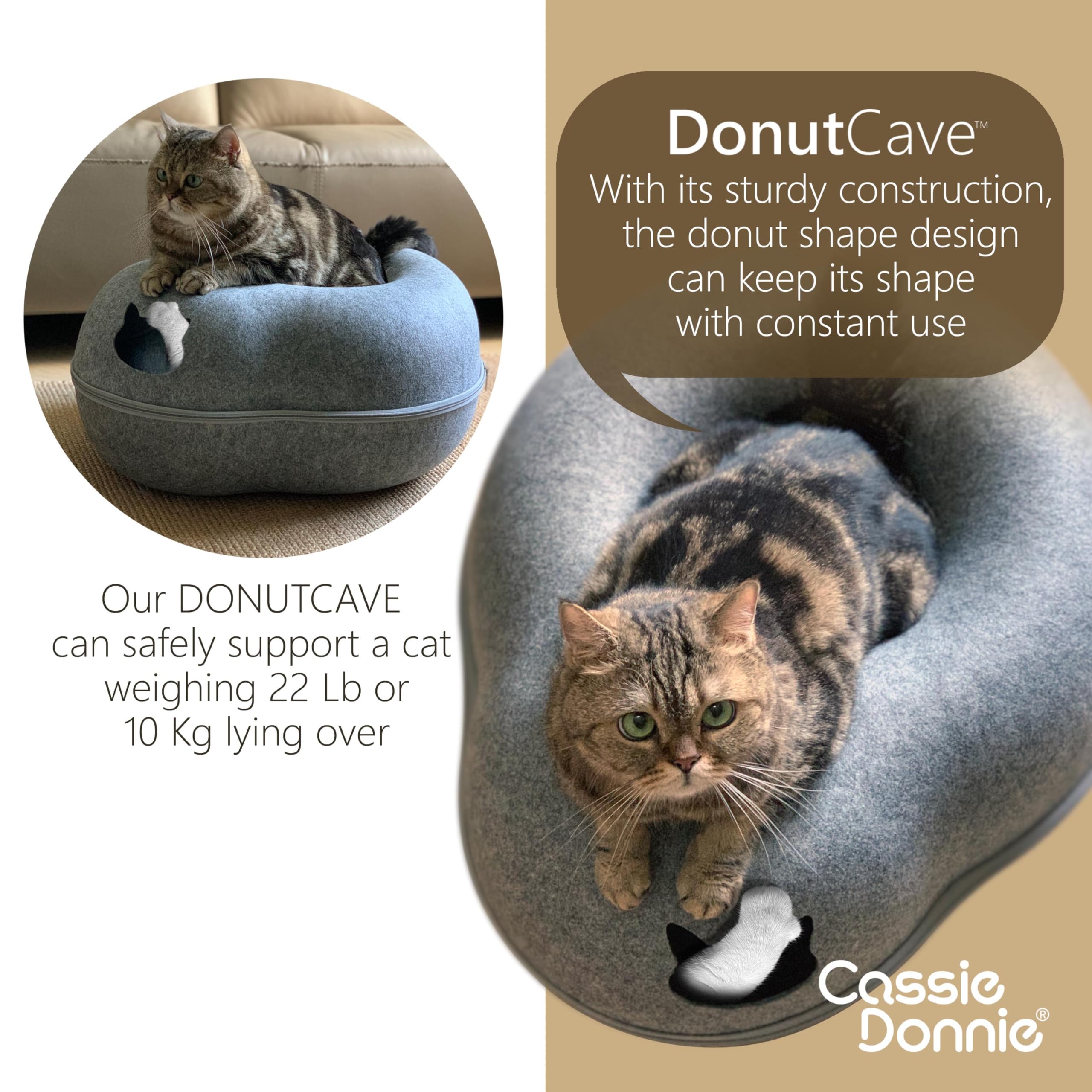 Premium Cat Bed Cavetunnel Hiding Places For Indoor Cats(Large) Houses & Condos. Washable100% Nontoxic Eco-Friendly. Spaciousfor