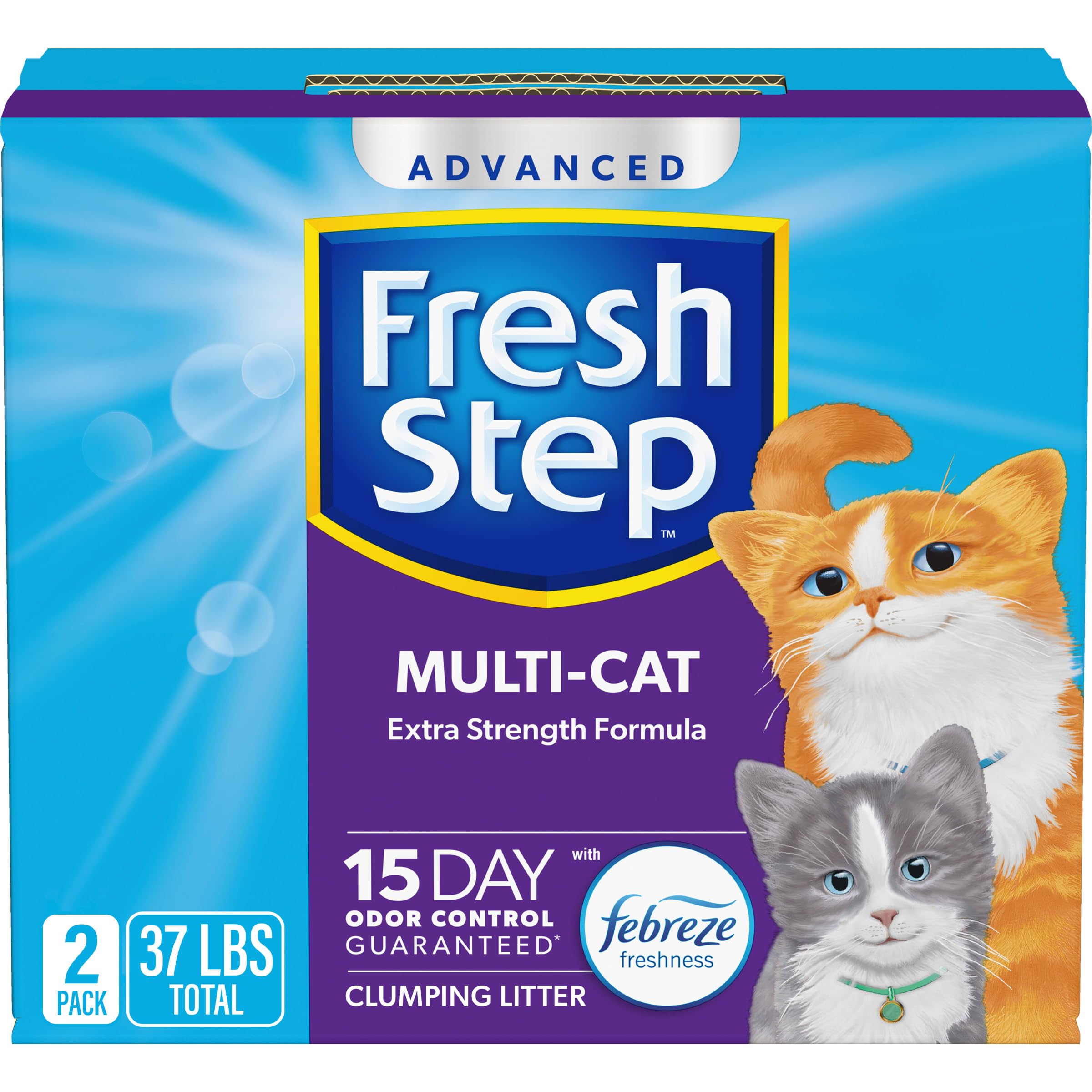 Fresh Step Advanced Multi Cat Clumping Litter With Febreze Freshness, Fresh Step Clumping Cat Litter Extra Strength Formula, 37 