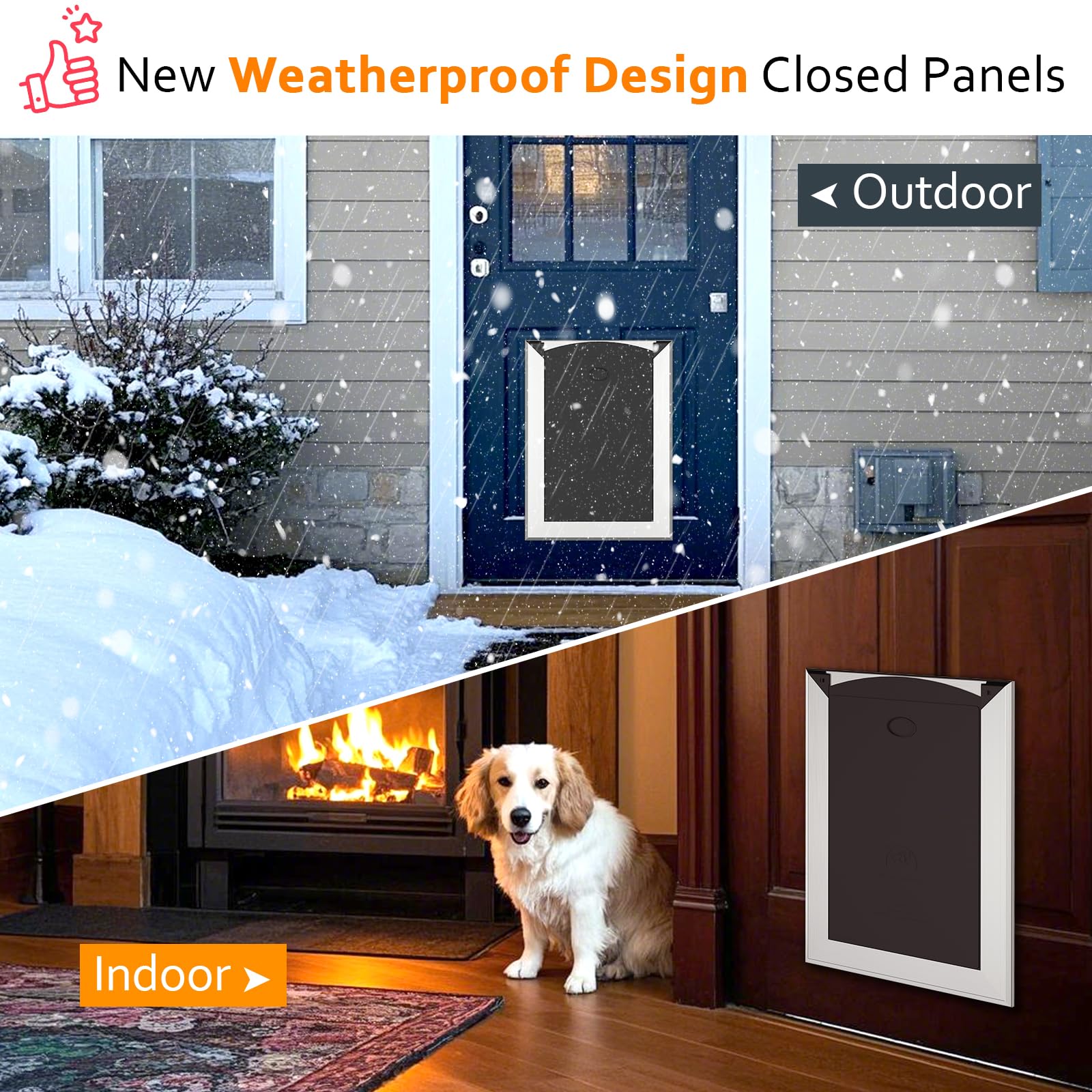 Classicmacher Heavy Duty Dog Door - Double Sliding Lock Panel, Large Size, Silver, for Dogs Up to 100Lbs, Model AH32-1S-2B-2