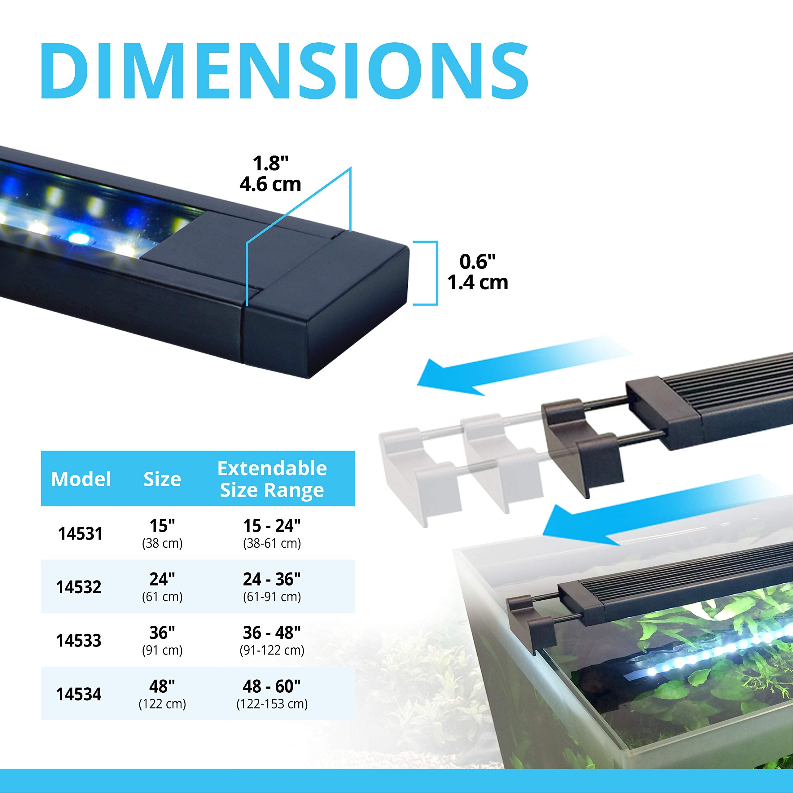 Fluval Aquasky 2.0 LED Aquarium Light - 27W, 36-46 inches, Plastic, Multi-Color (Red, Green, Blue, White), Model 145