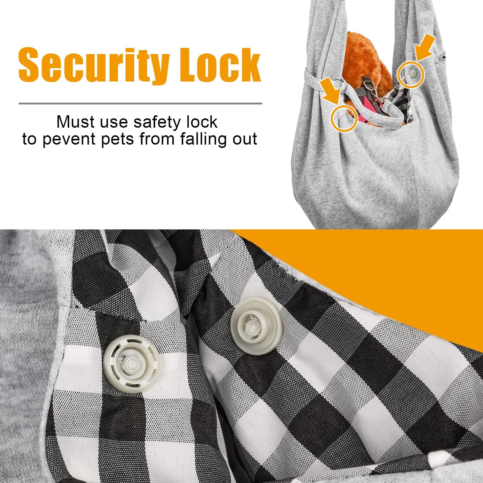 Tomkas Small Dog Sling Carrier - Zipper Pocket & Classic Strap - For 3-10 Lbs Pets(Grey)