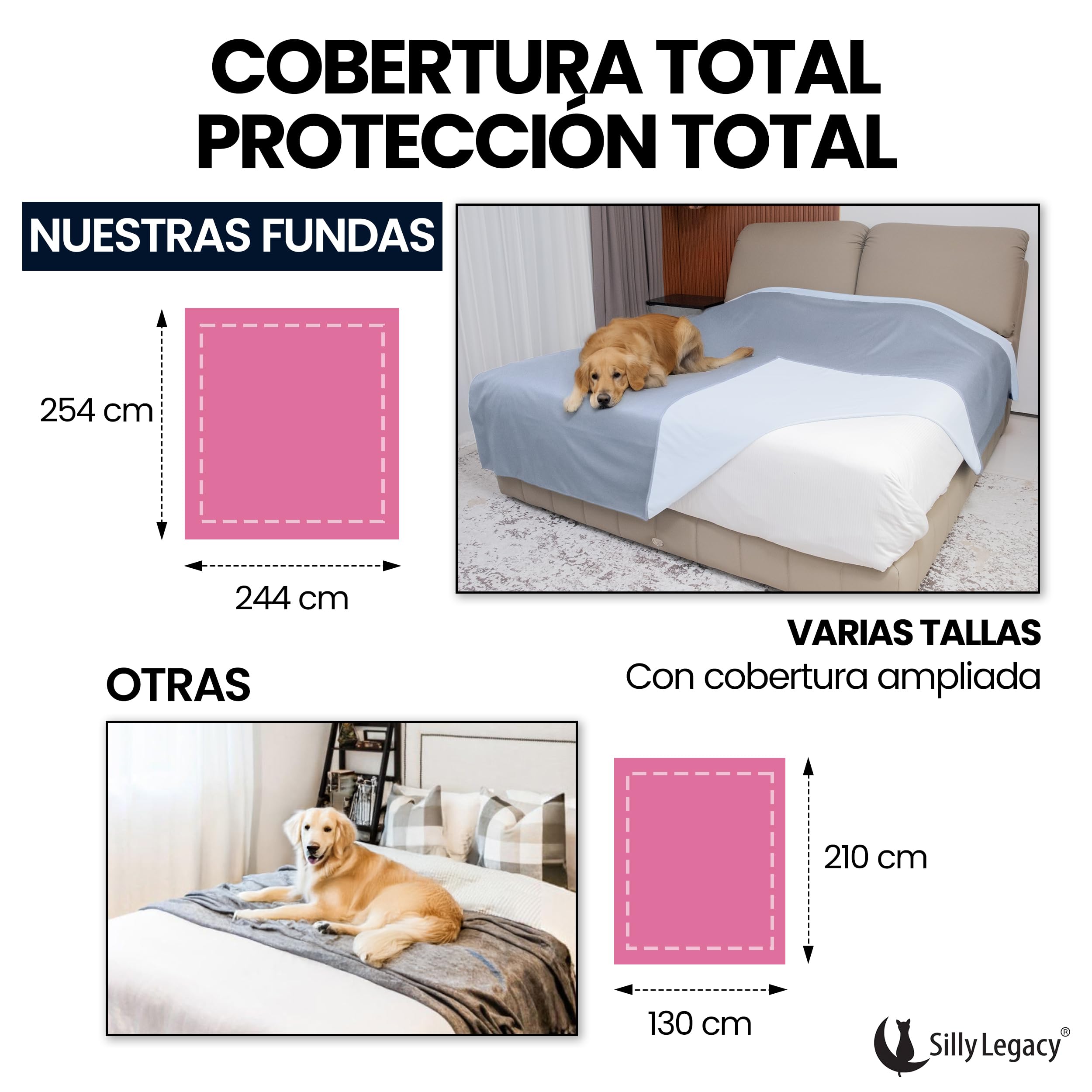 SILLY LEGACY Thin Reversible Waterproof Protective Cover or Liner for Bed or Couch (Twin Size, 90 x 55 inch), for Dogs and Cats,