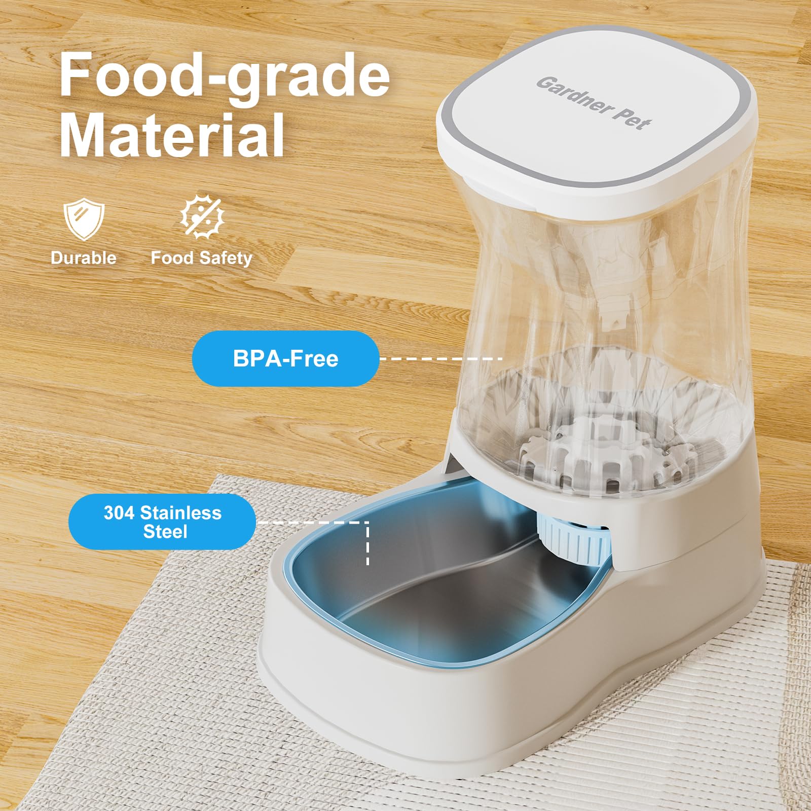 Automatic Gravity Water Dispenser For Dogs, 1Gallon Stainless Steel Water Bowl Dispenser, 100% Bpa-Free Dog Water Fountain Dispe