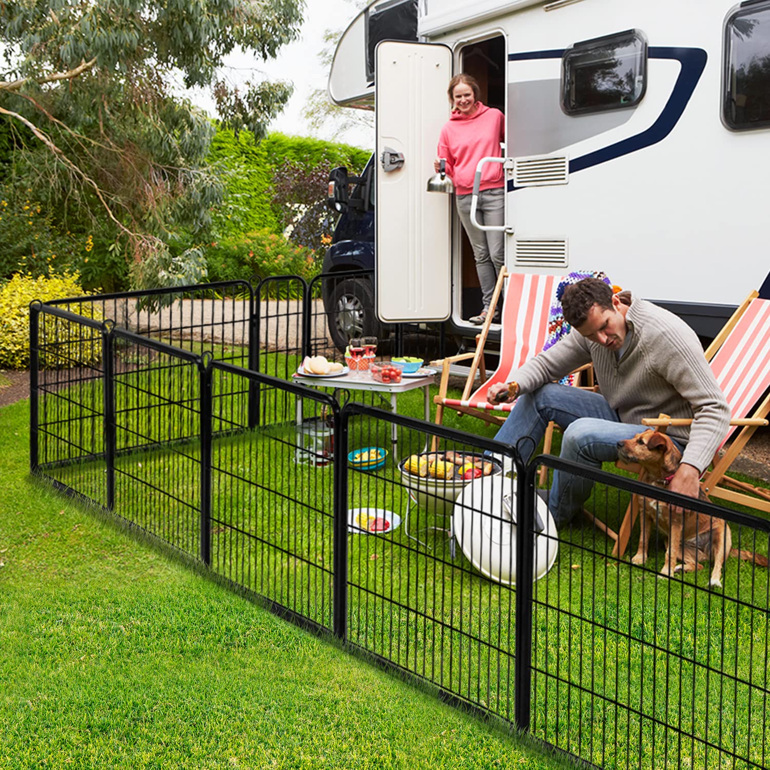 Zeny Dog Playpen 24 Inch 16 Panels, Heavy Duty Pet Dog Pen Indoor, Metal Dog Fence With Doors, Foldable Animal Outdoor Exercise Pen For Yard, Rv, Camping