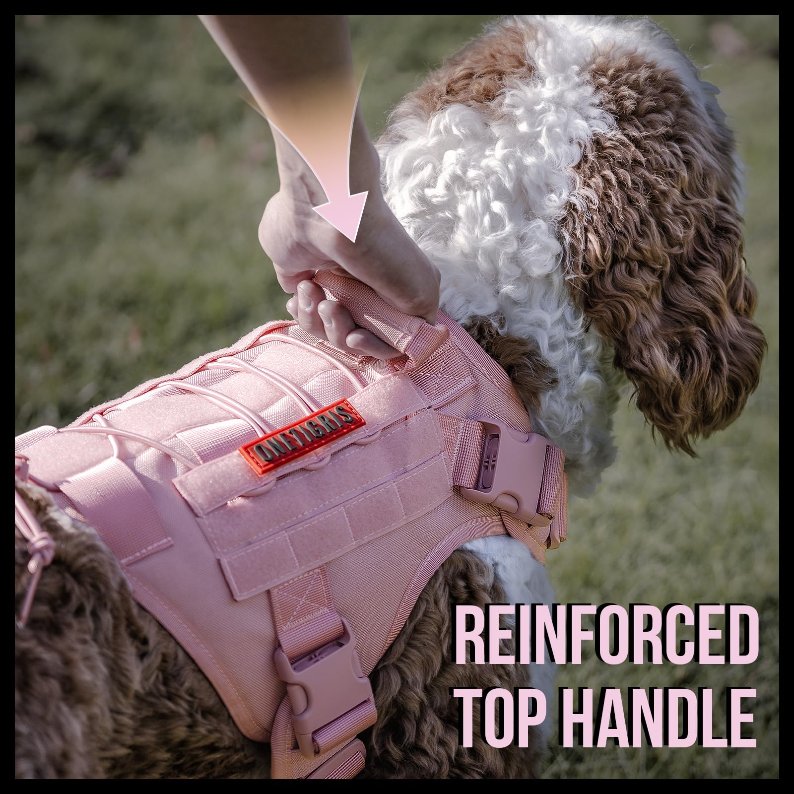 OneTigris Tactical Dog Harness Vest,No-Pull Service Dog Vest with Hook & Loop Panels,Adjustable Dog Vest Harness for Walking Hik