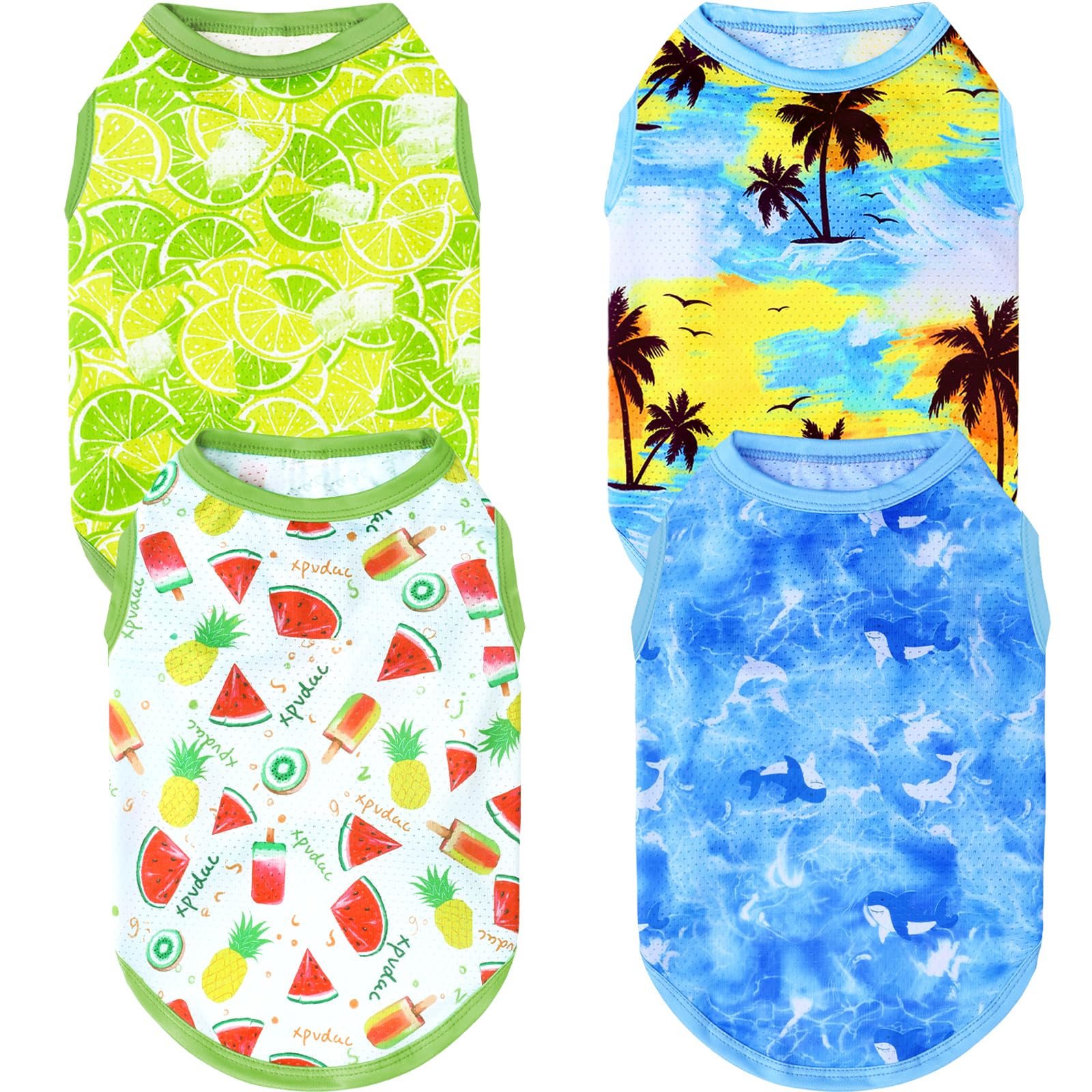 Xpudac 4 Pack Dog Shirts Cooling Quick Dry Summer Dog Clothes For Small Dogs Boy Girl Lightweight Breathable Dog Cooling Vest -M