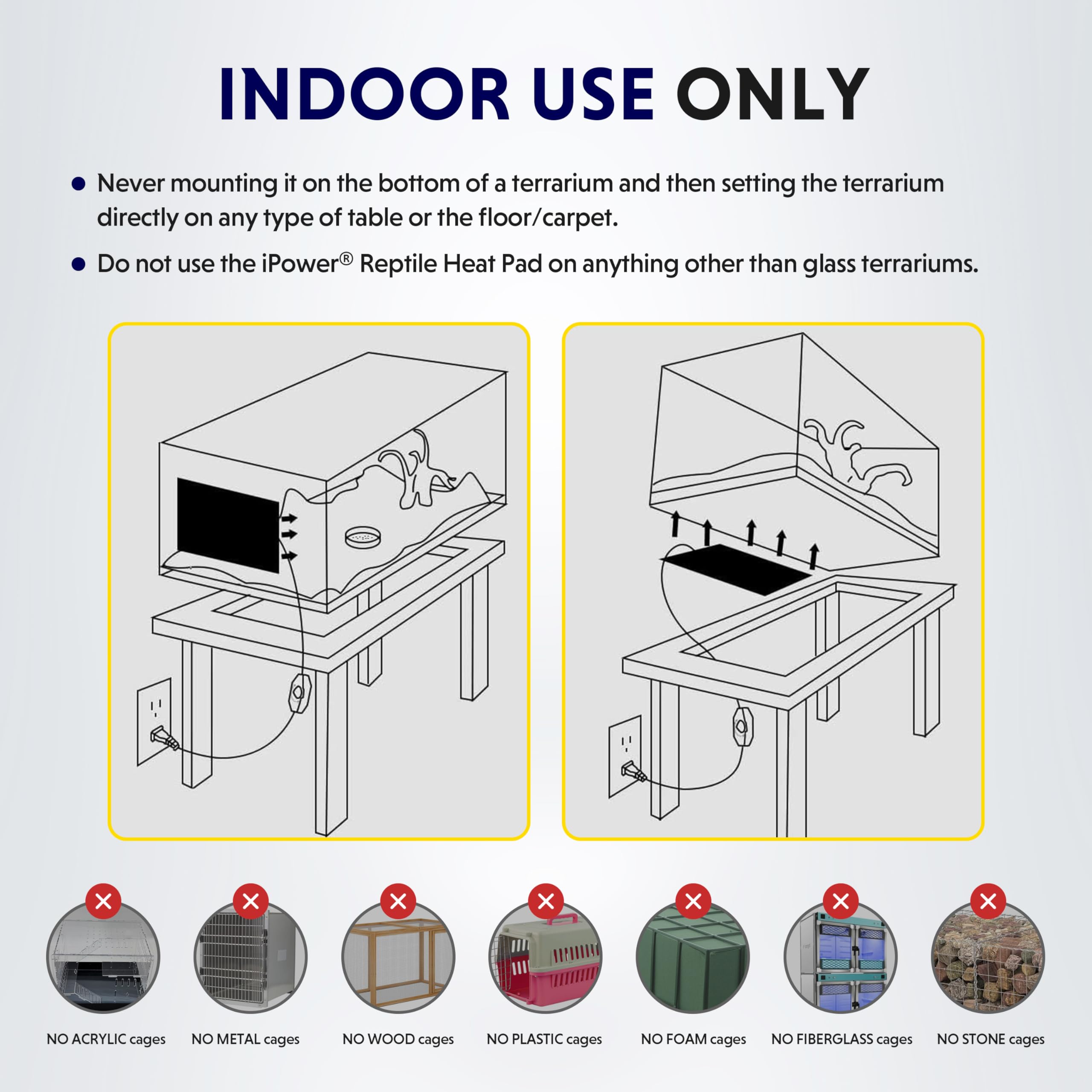 Ipower 6 By 8 Inch 8W Reptile Heating Pad With Adjustable Thermostat, Under Tank Warmer Terrarium Heat Mat For Turtles/Snakes/Li